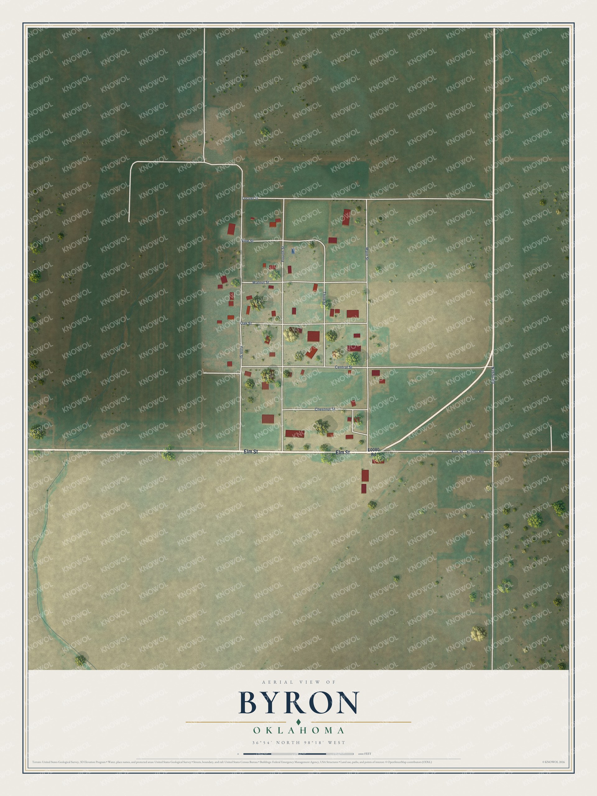 Watermarked full-map preview of Byron, Oklahoma