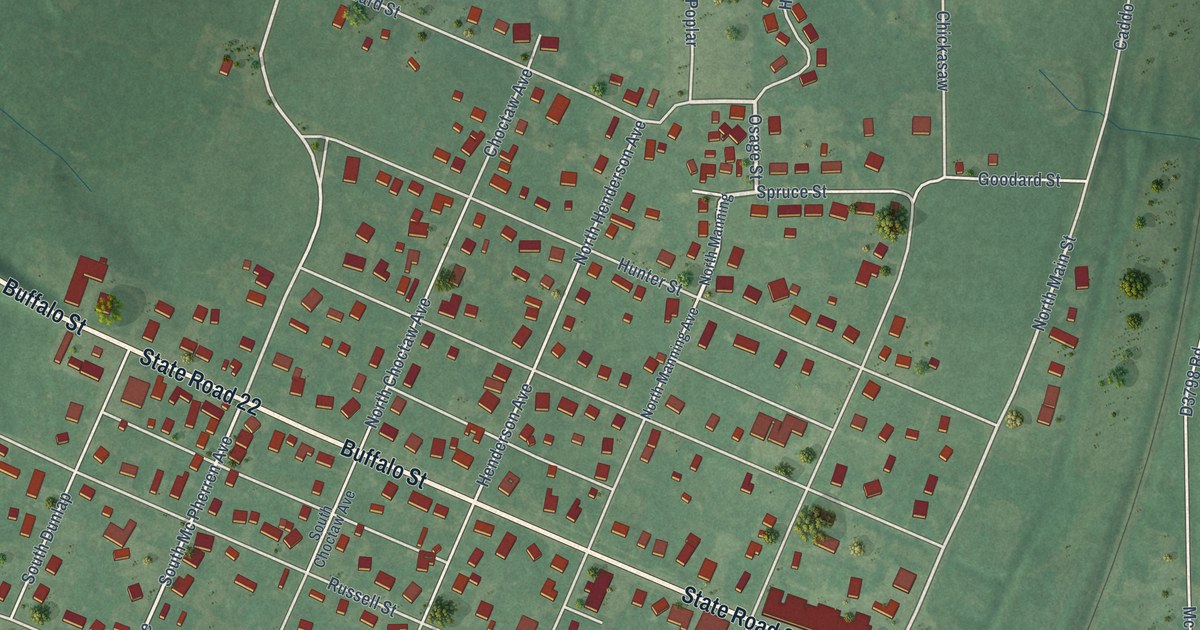 Map of Caddo, Oklahoma in 2026
