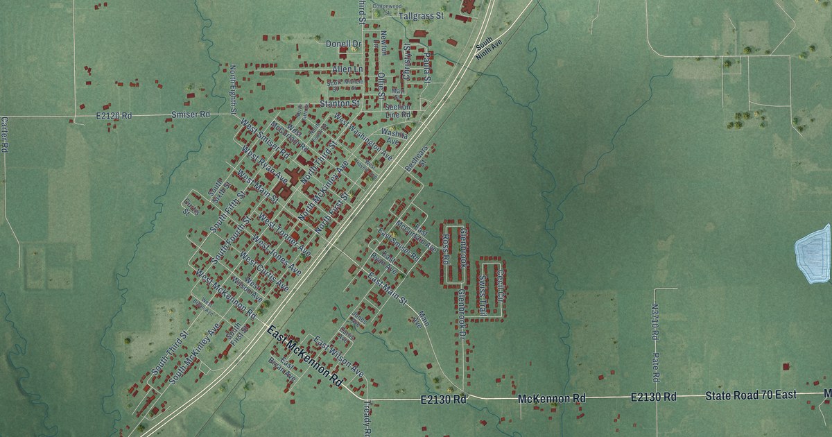 Map of Calera, Oklahoma in 2026