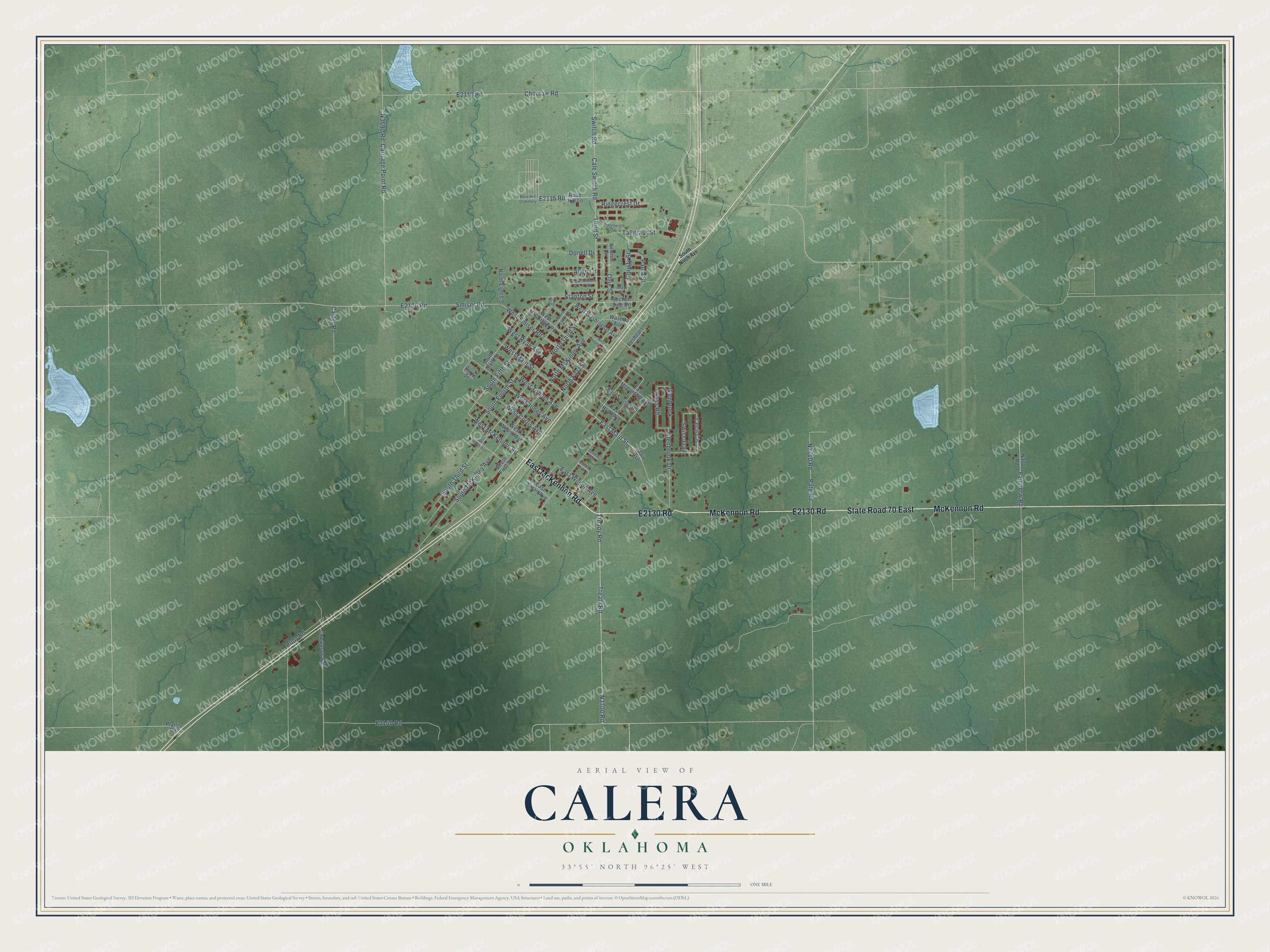 Watermarked full-map preview of Calera, Oklahoma