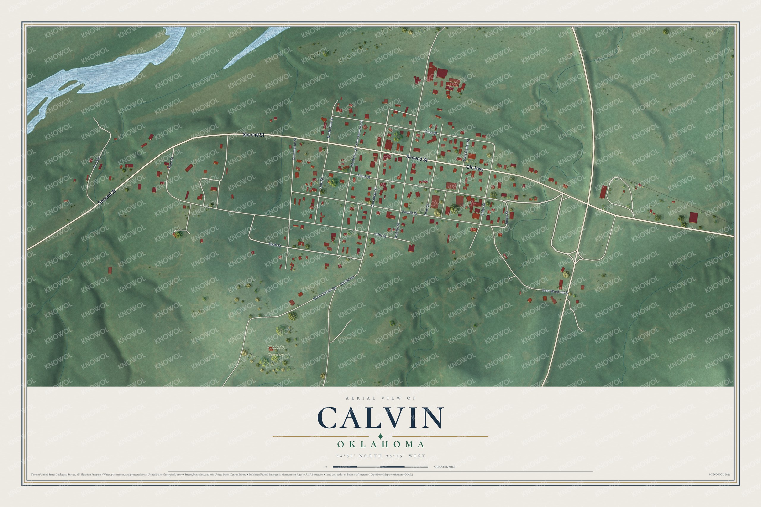 Watermarked full-map preview of Calvin, Oklahoma