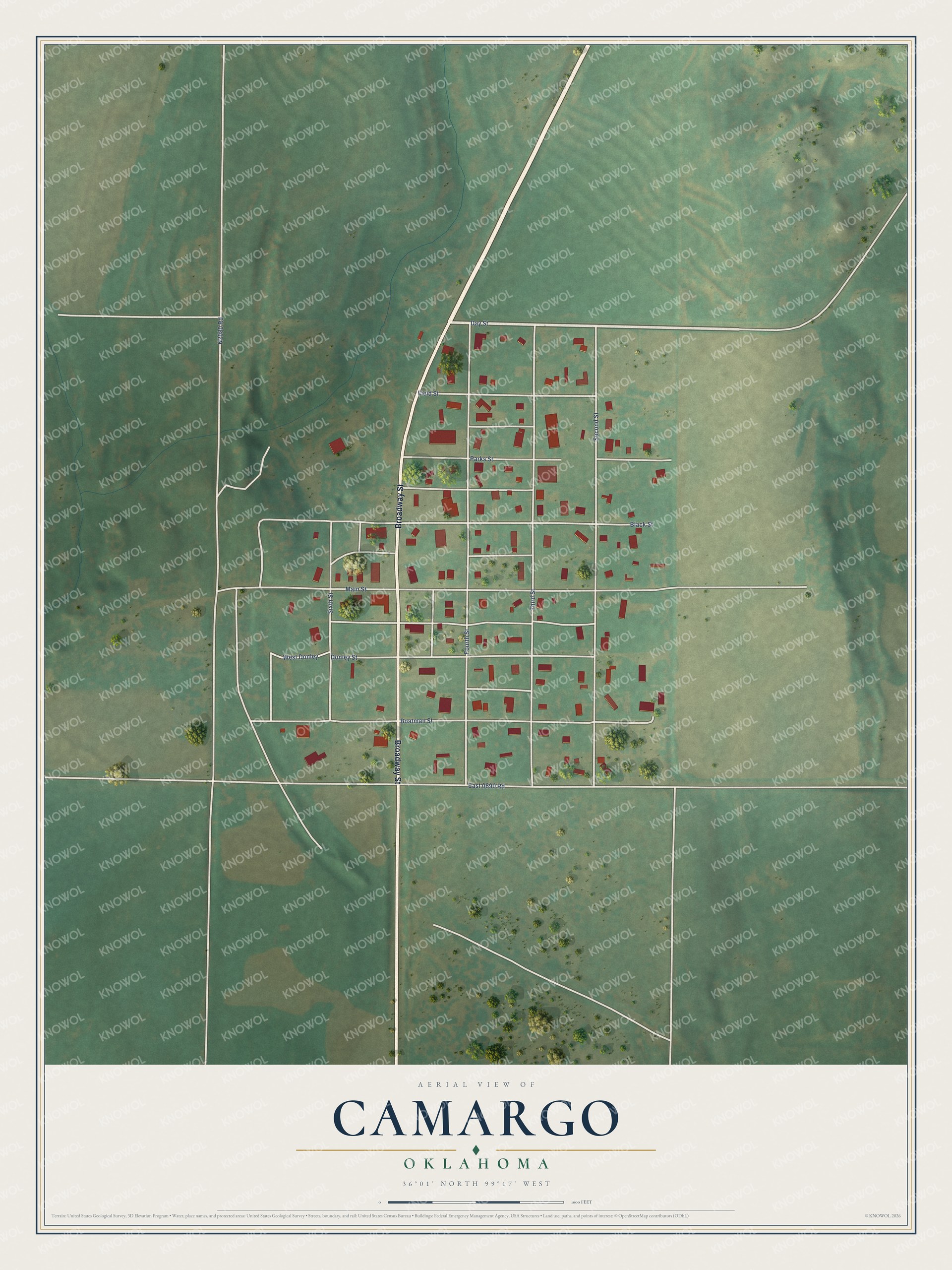 Watermarked full-map preview of Camargo, Oklahoma