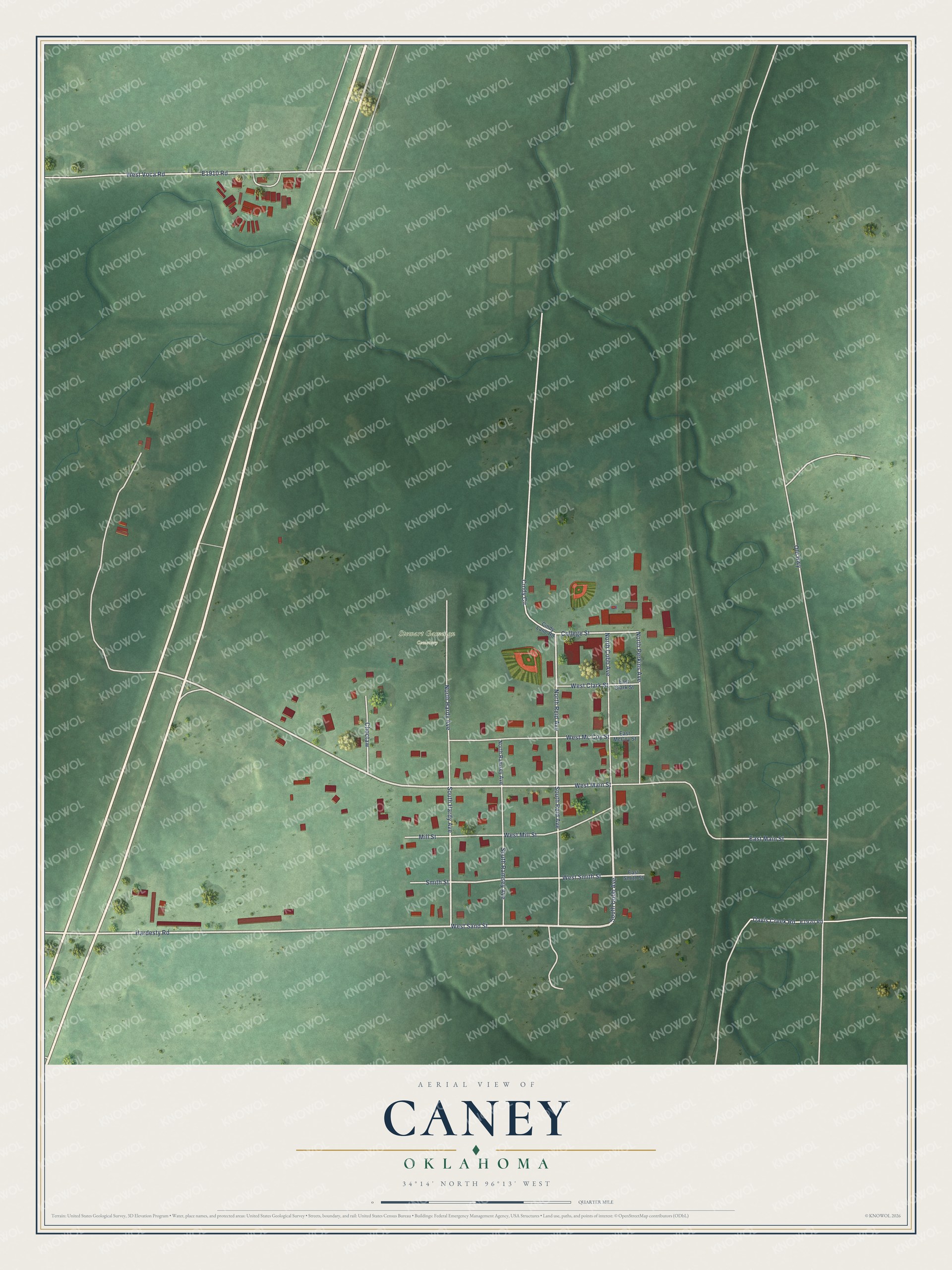 Watermarked full-map preview of Caney, Oklahoma