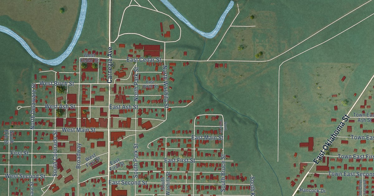 Map of Carnegie, Oklahoma in 2026