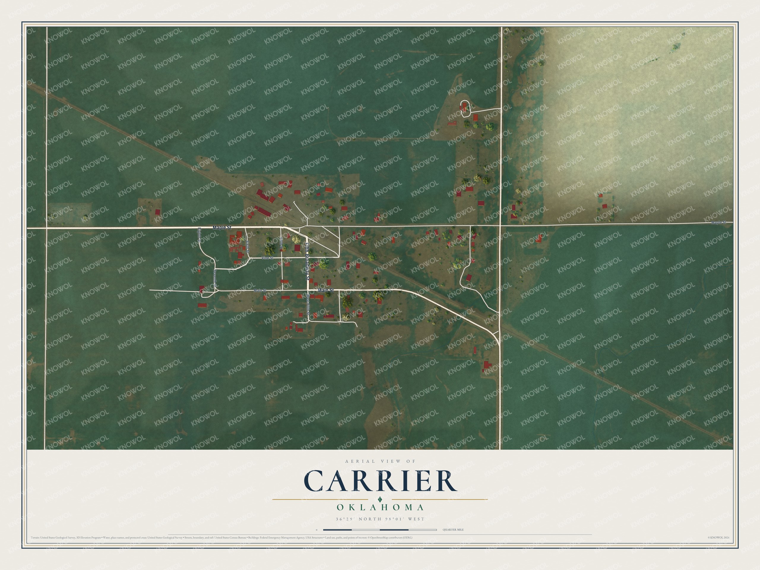 Watermarked full-map preview of Carrier, Oklahoma