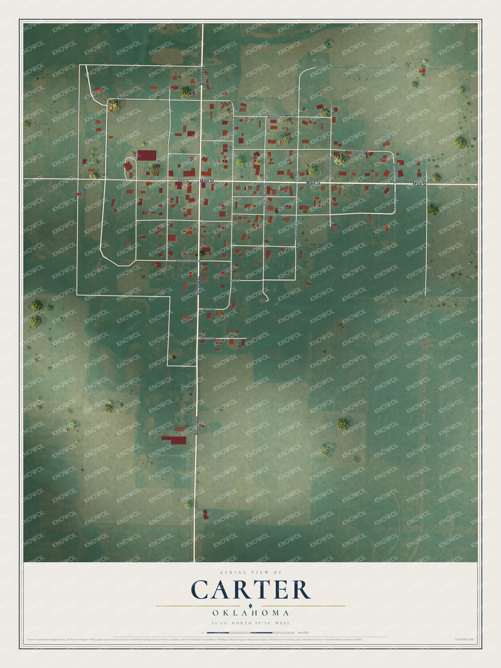 Watermarked full-map preview of Carter, Oklahoma
