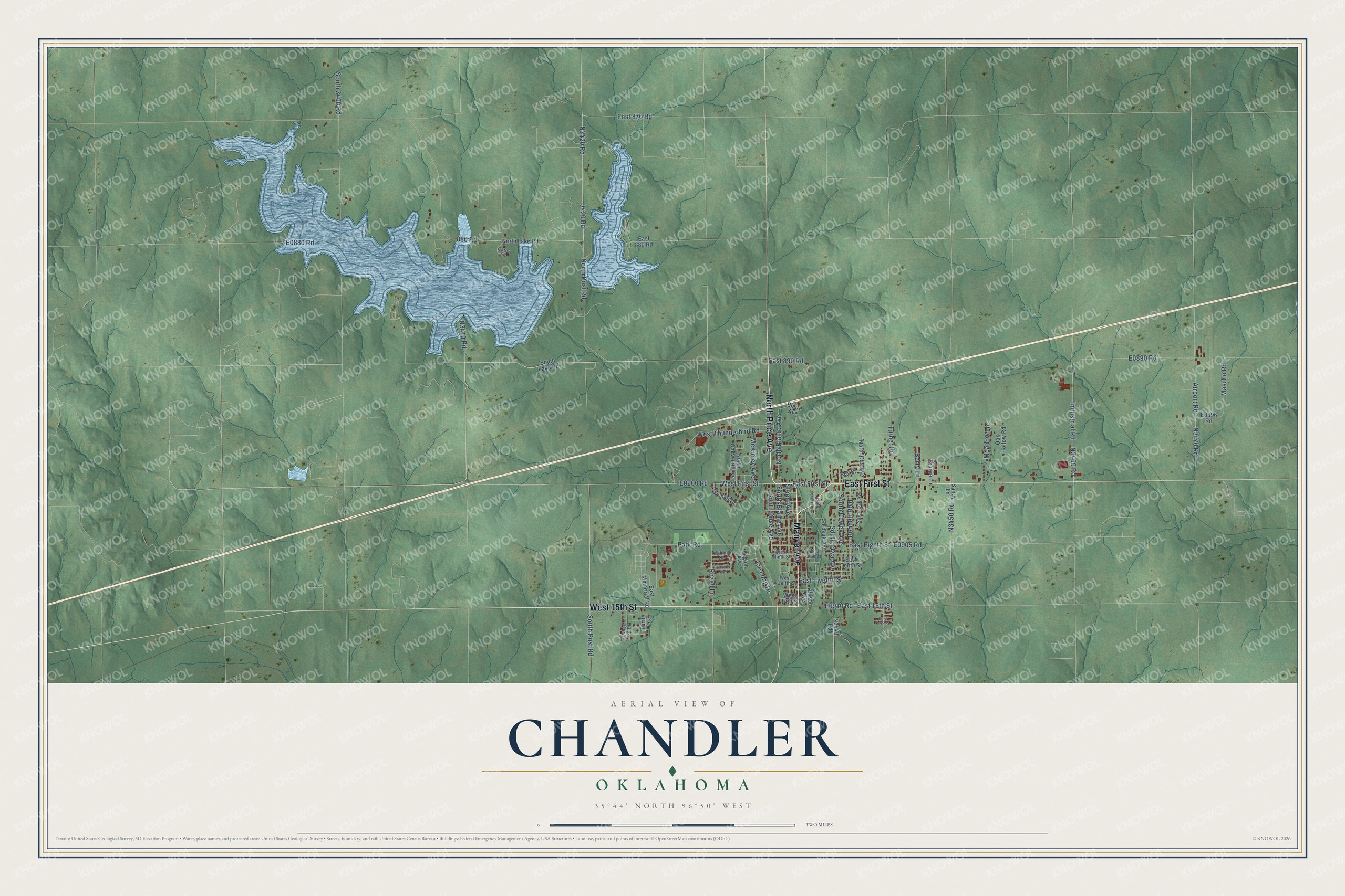 Watermarked full-map preview of Chandler, Oklahoma