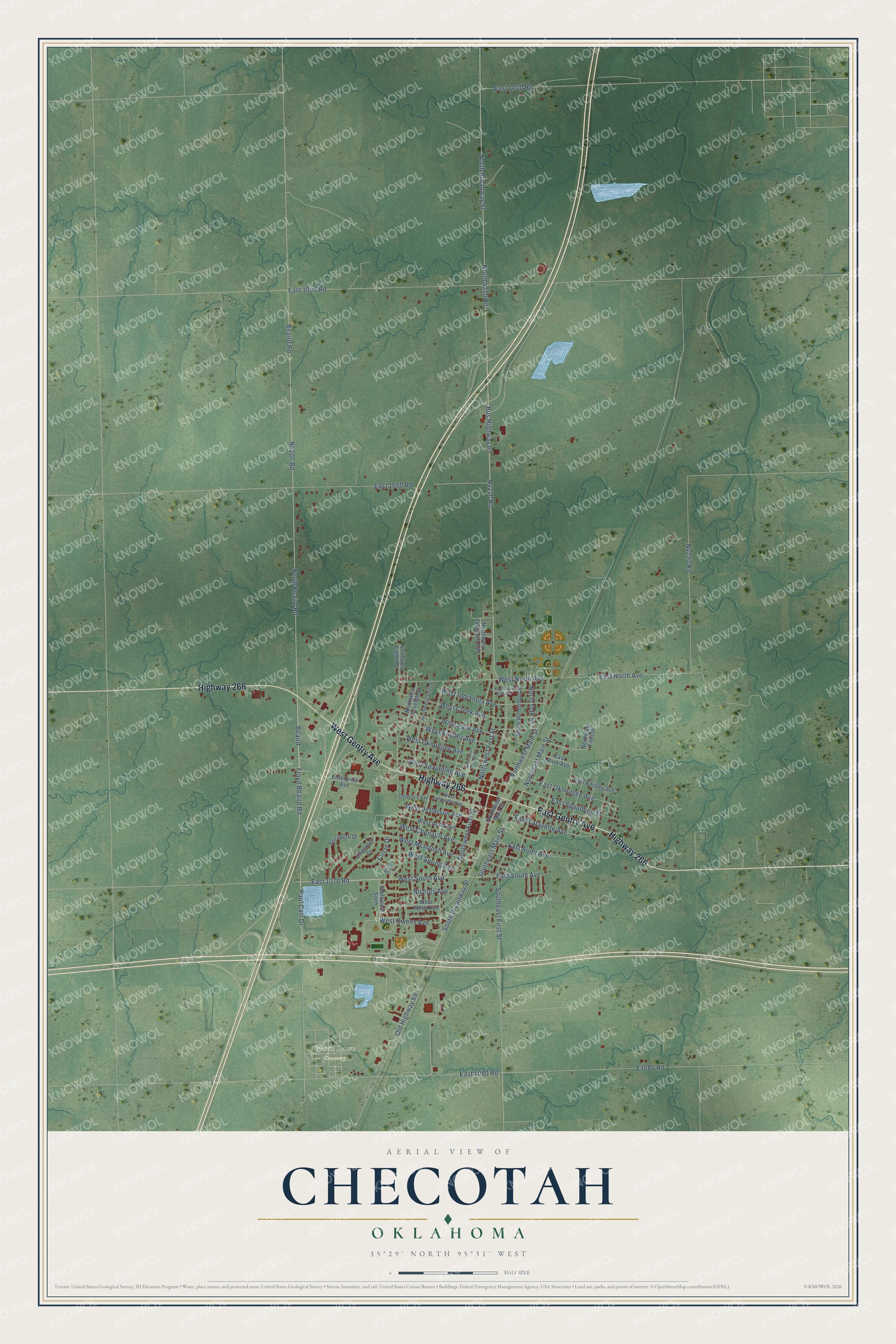 Watermarked full-map preview of Checotah, Oklahoma