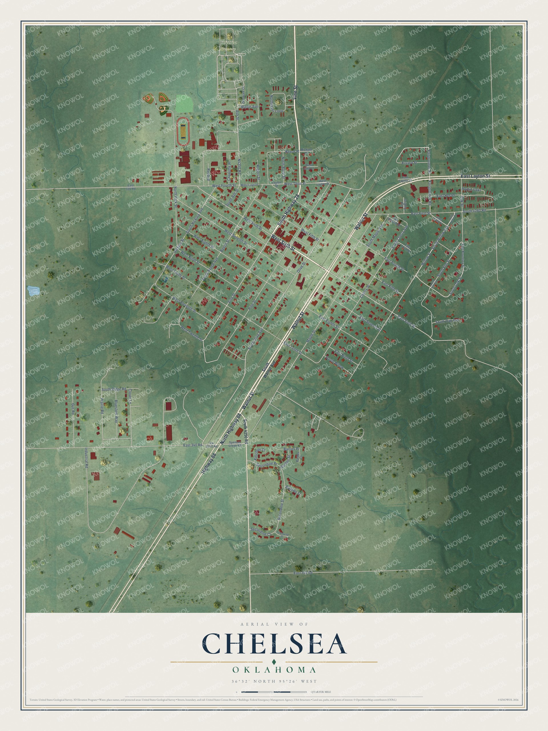Watermarked full-map preview of Chelsea, Oklahoma