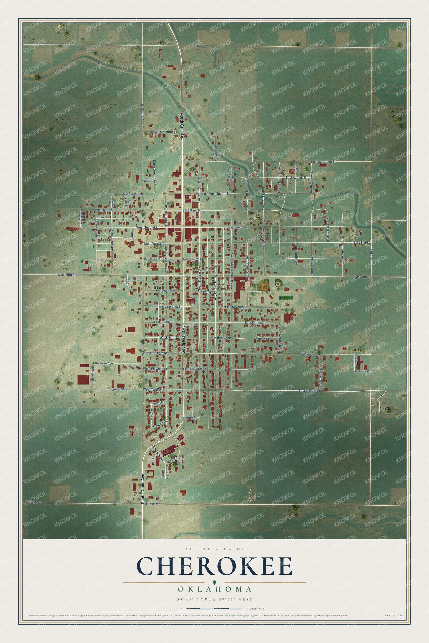 Watermarked full-map preview of Cherokee, Oklahoma