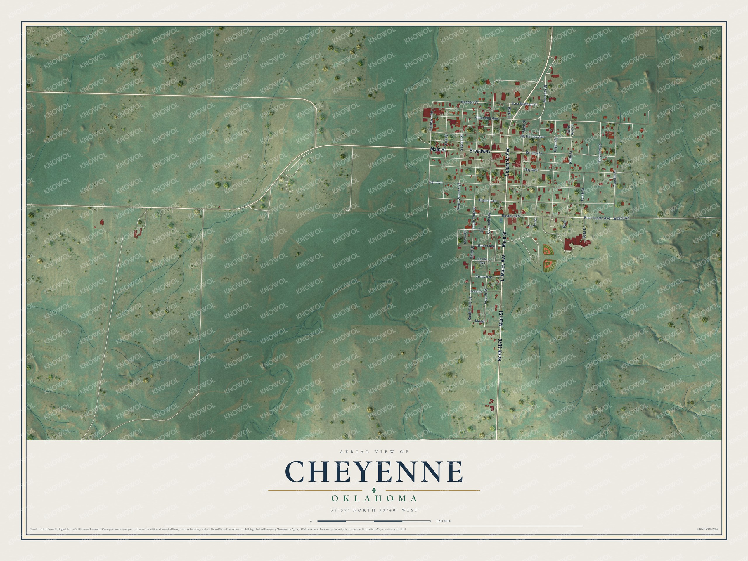 Watermarked full-map preview of Cheyenne, Oklahoma