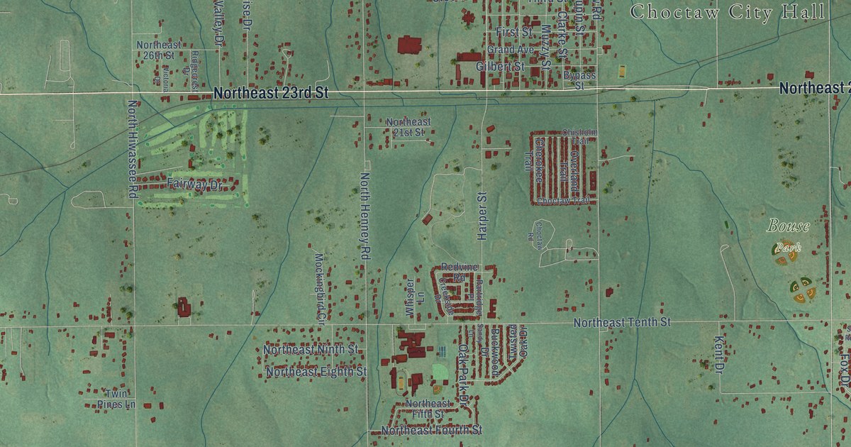 Map of Choctaw, Oklahoma in 2026