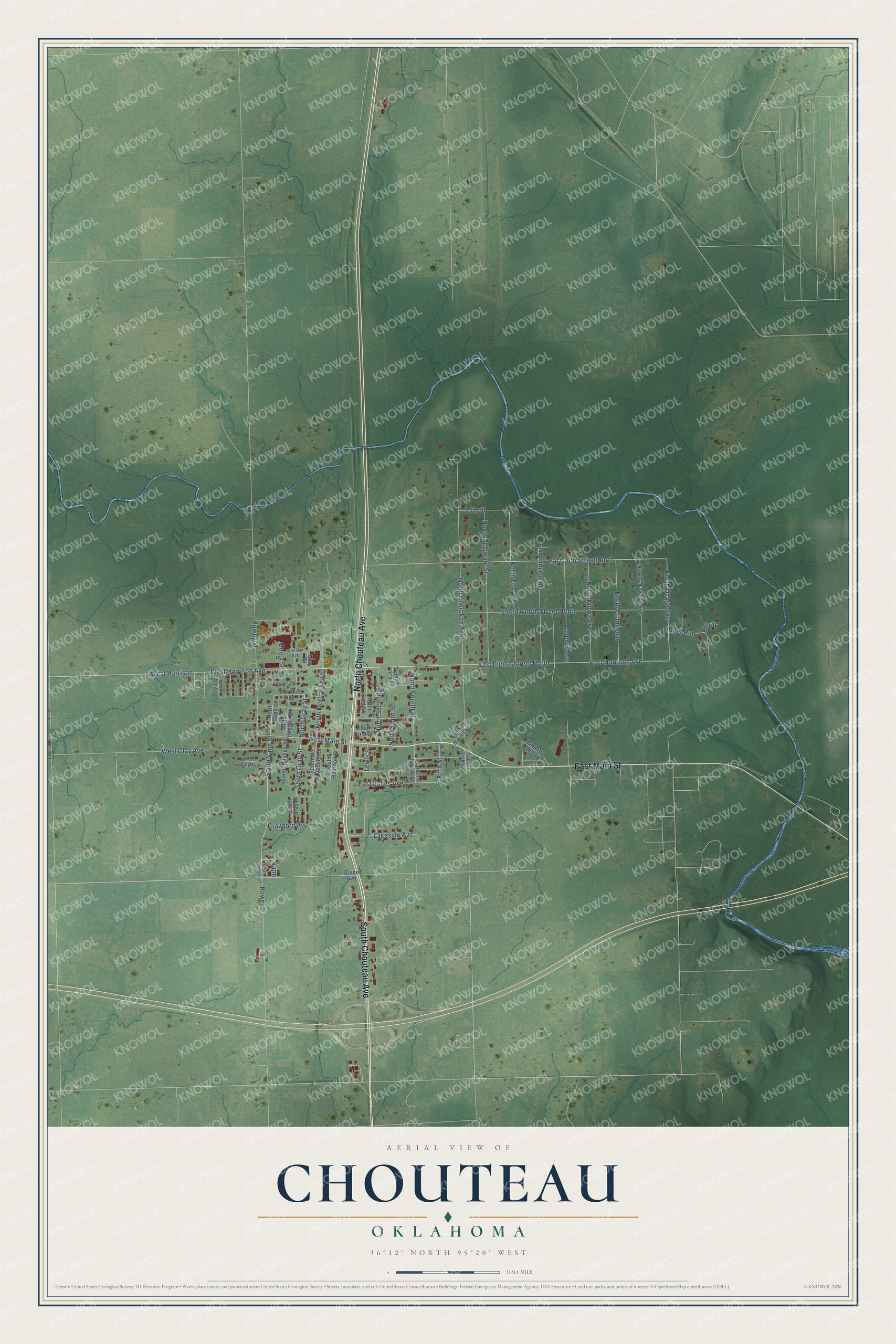 Watermarked full-map preview of Chouteau, Oklahoma