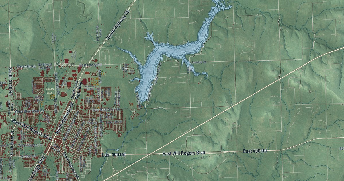 Map of Claremore, Oklahoma in 2026