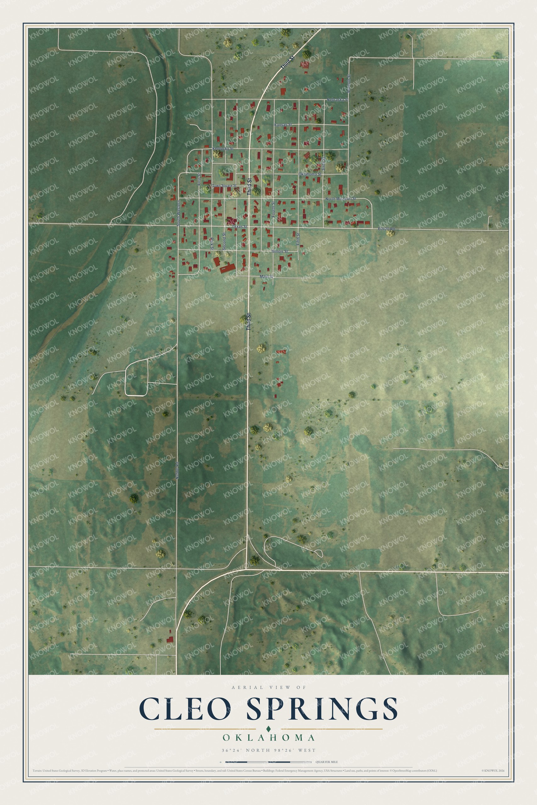 Watermarked full-map preview of Cleo Springs, Oklahoma