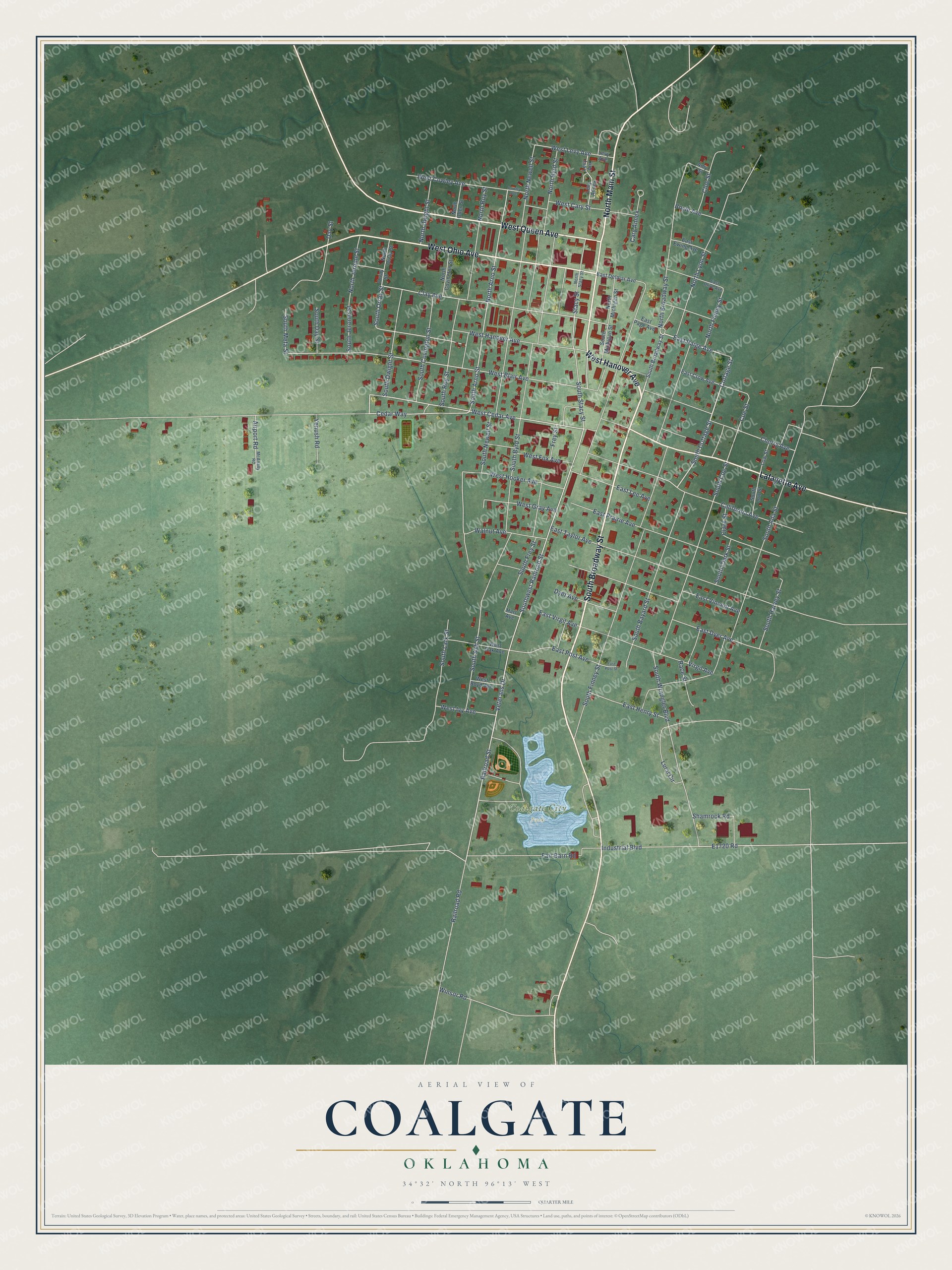 Watermarked full-map preview of Coalgate, Oklahoma
