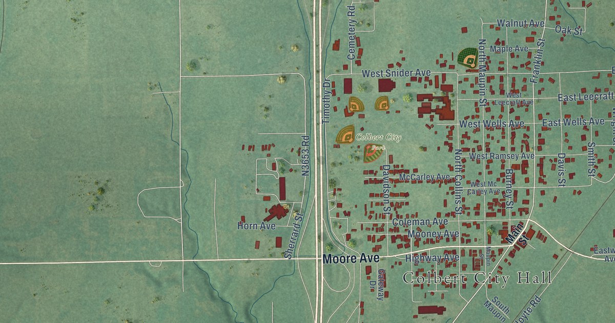 Map of Colbert, Oklahoma in 2026