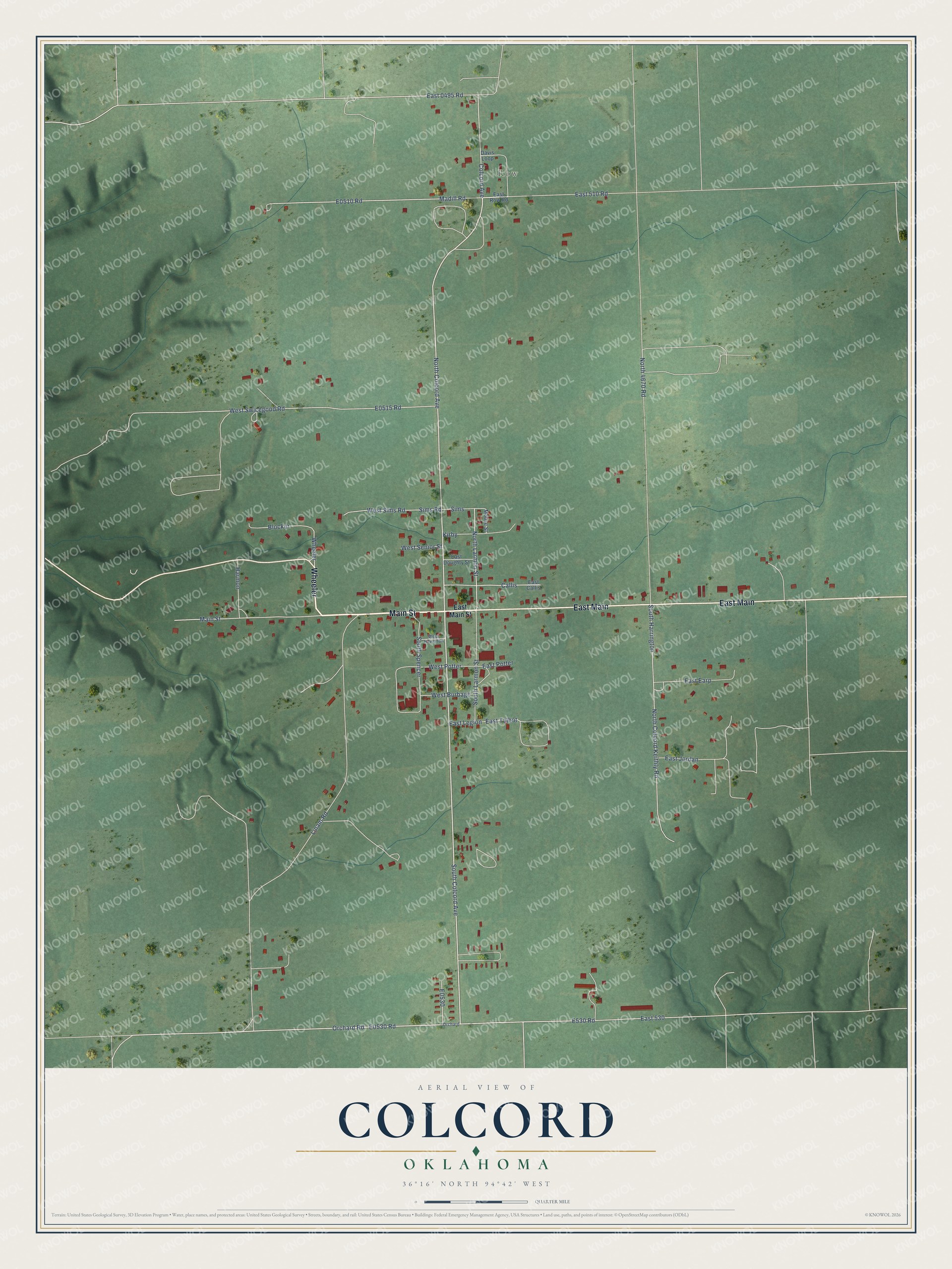 Watermarked full-map preview of Colcord, Oklahoma