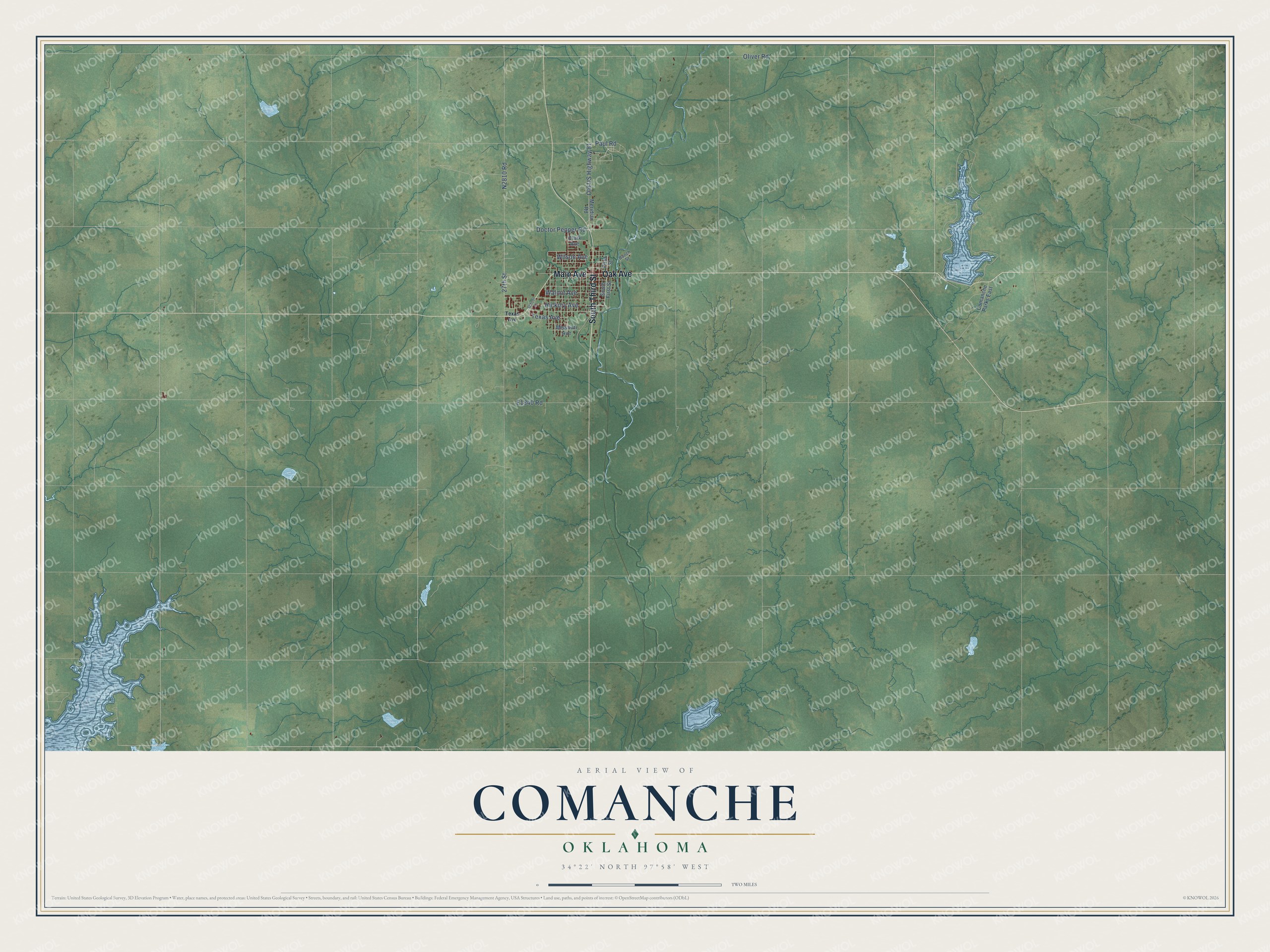 Watermarked full-map preview of Comanche, Oklahoma