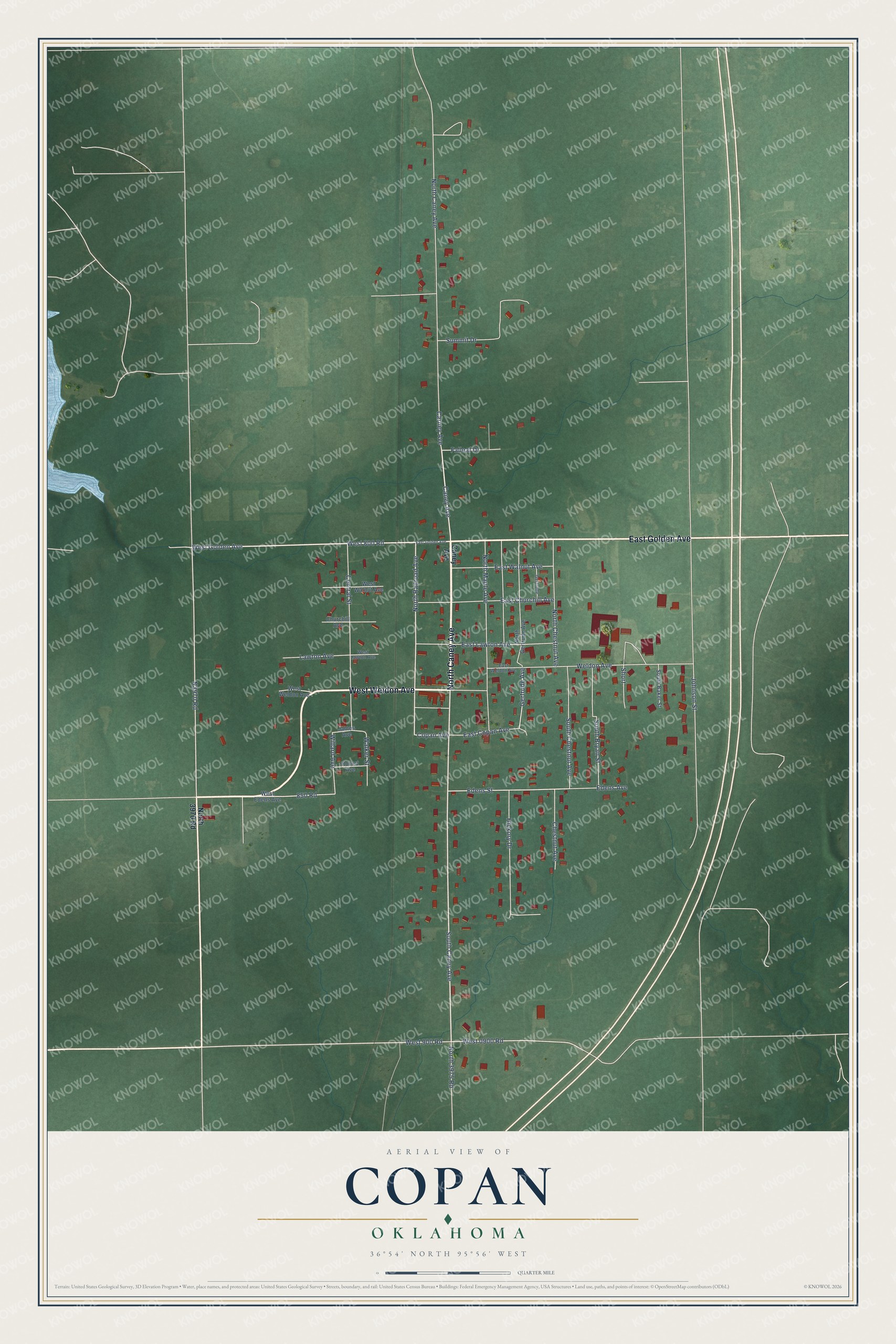 Watermarked full-map preview of Copan, Oklahoma