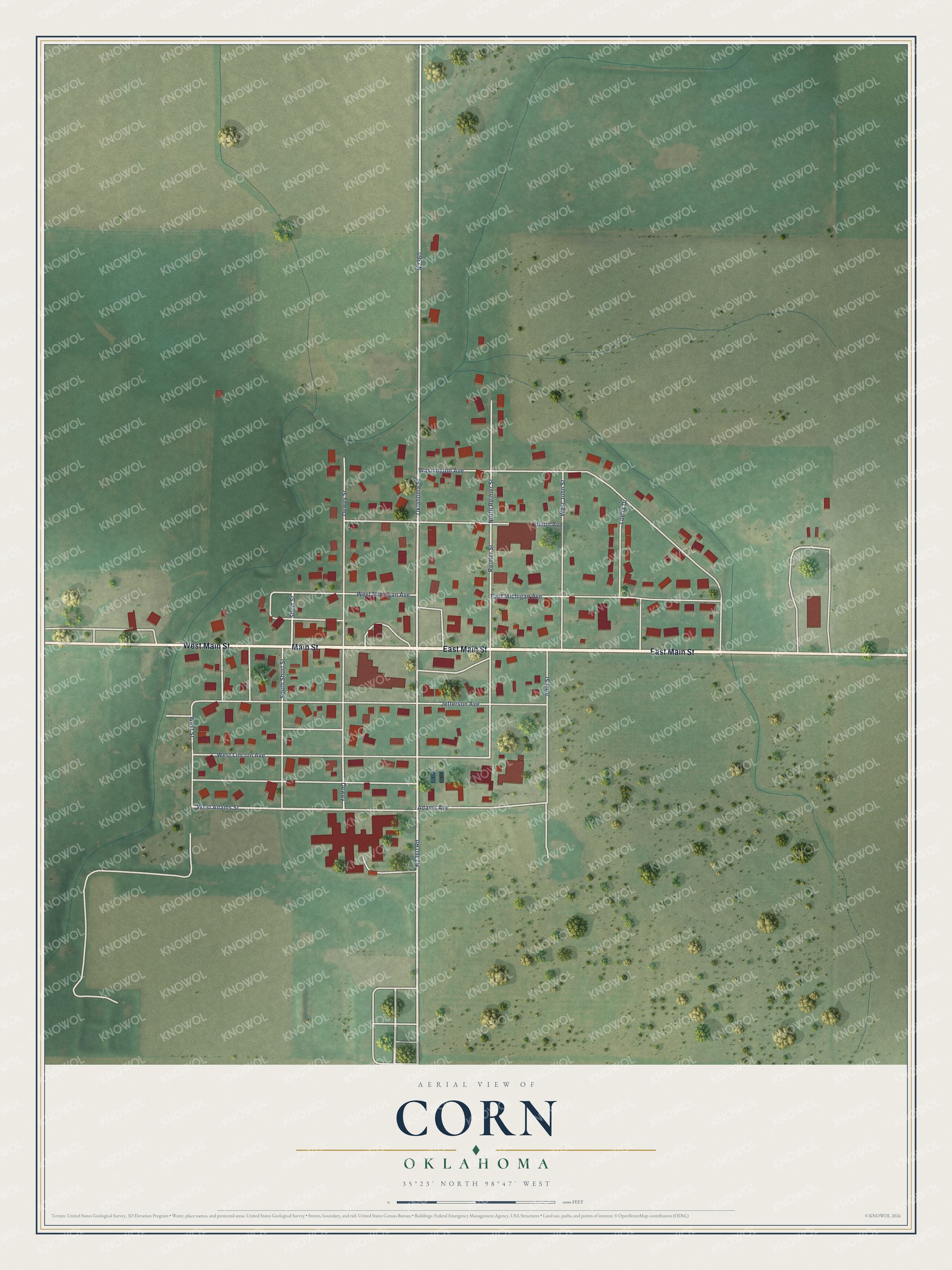 Watermarked full-map preview of Corn, Oklahoma