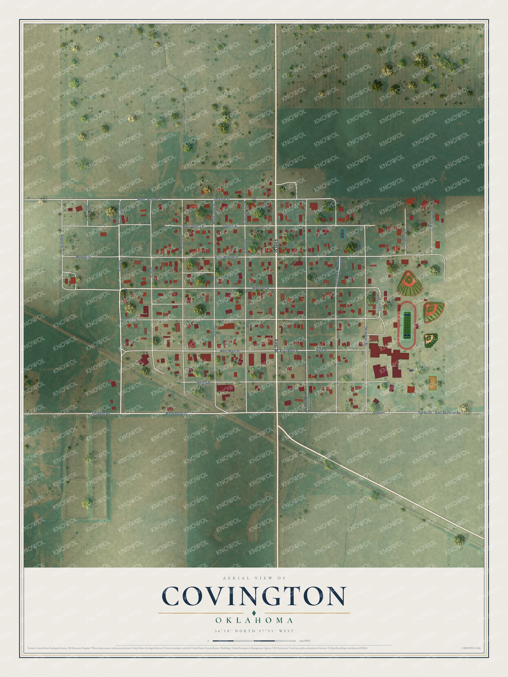 Watermarked full-map preview of Covington, Oklahoma