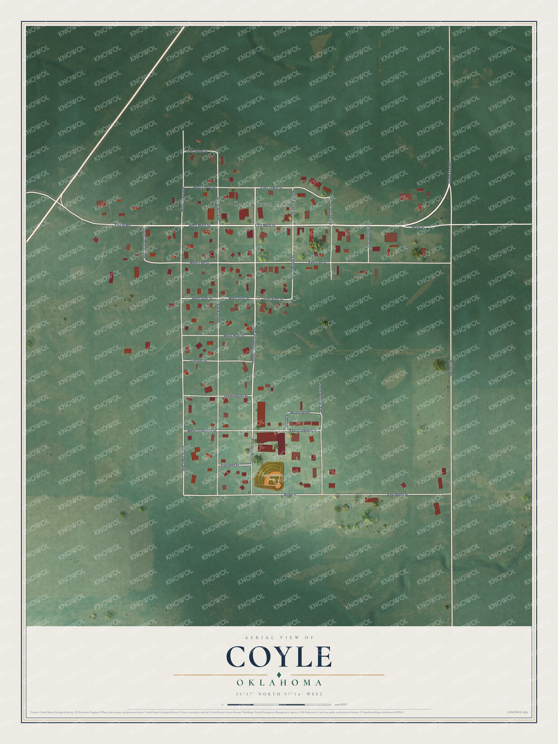 Watermarked full-map preview of Coyle, Oklahoma