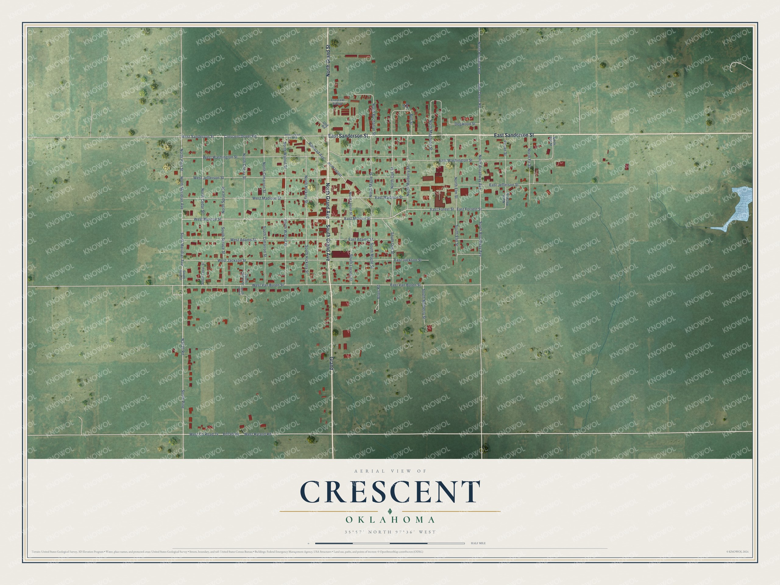 Watermarked full-map preview of Crescent, Oklahoma