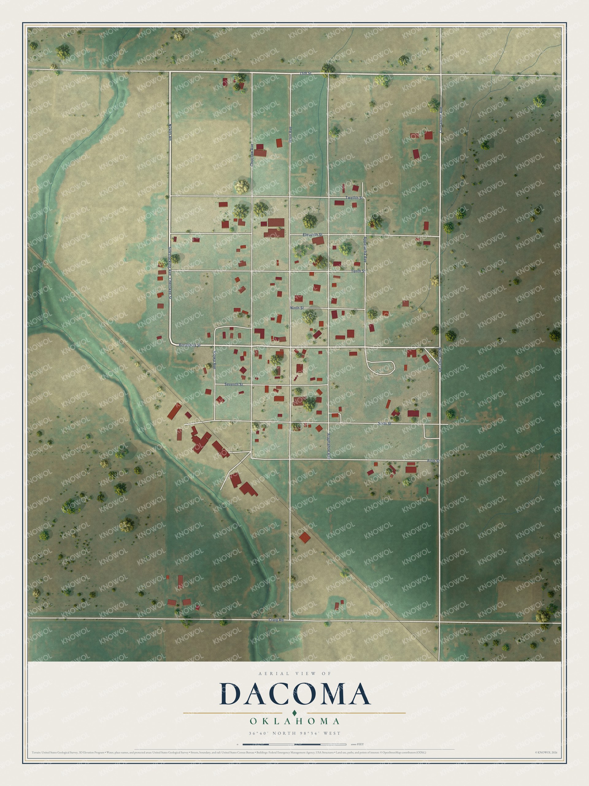 Watermarked full-map preview of Dacoma, Oklahoma
