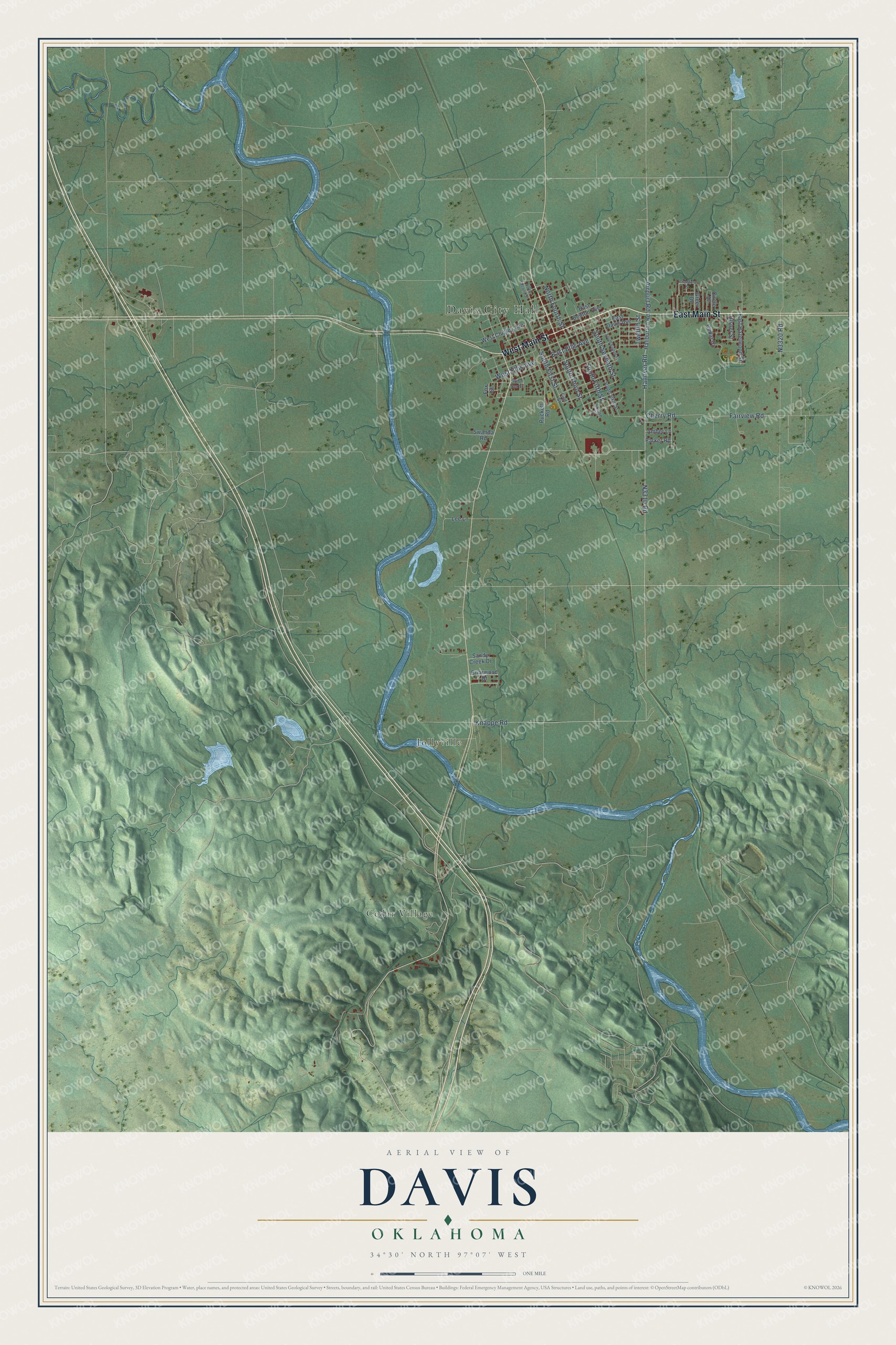 Watermarked full-map preview of Davis, Oklahoma