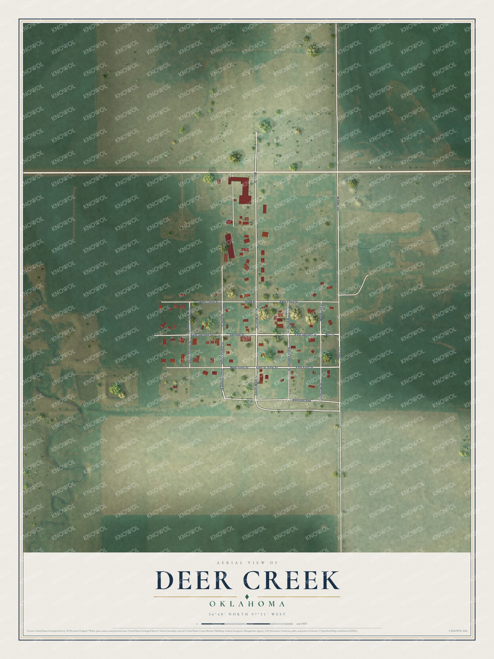 Watermarked full-map preview of Deer Creek, Oklahoma