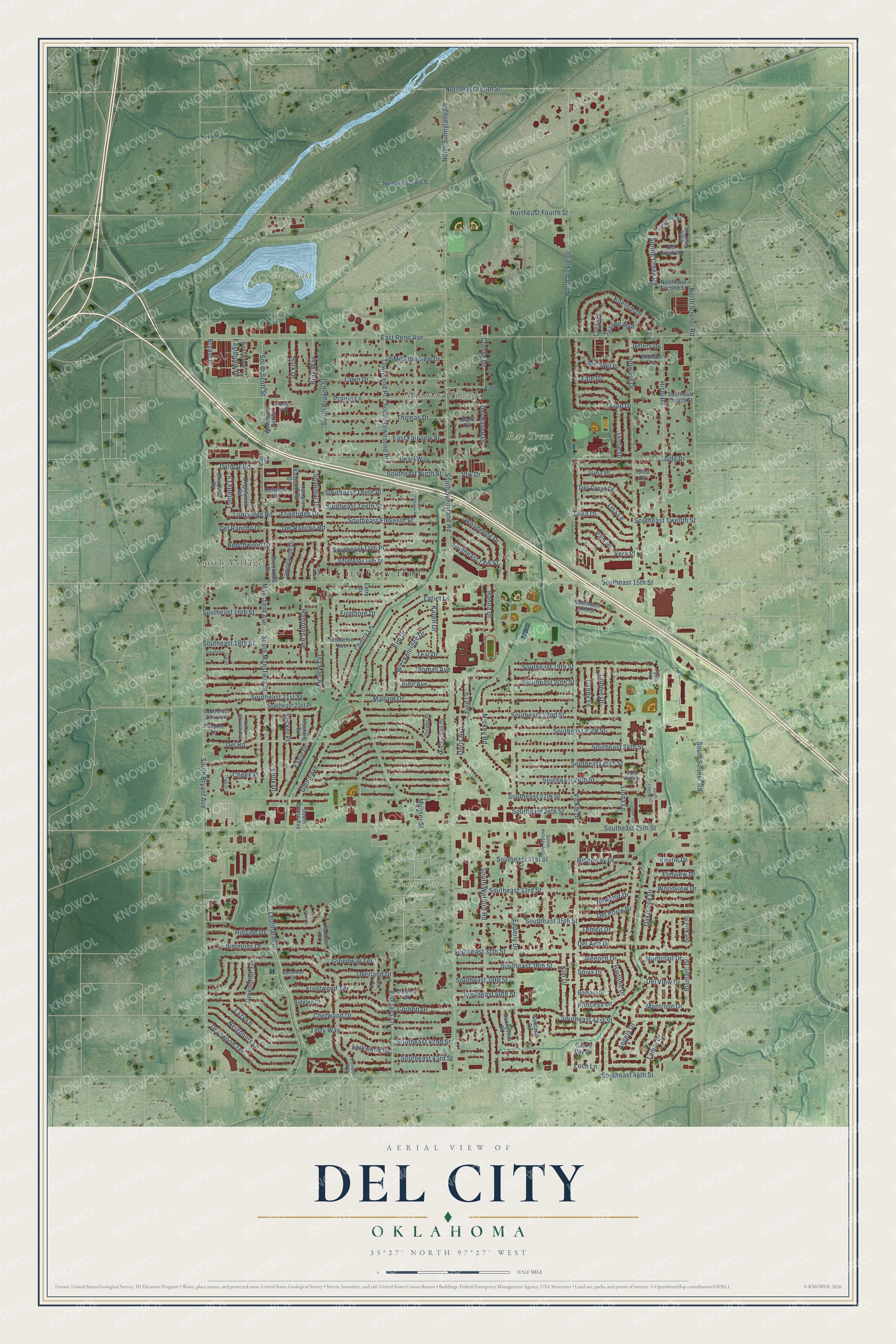 Watermarked full-map preview of Del City, Oklahoma