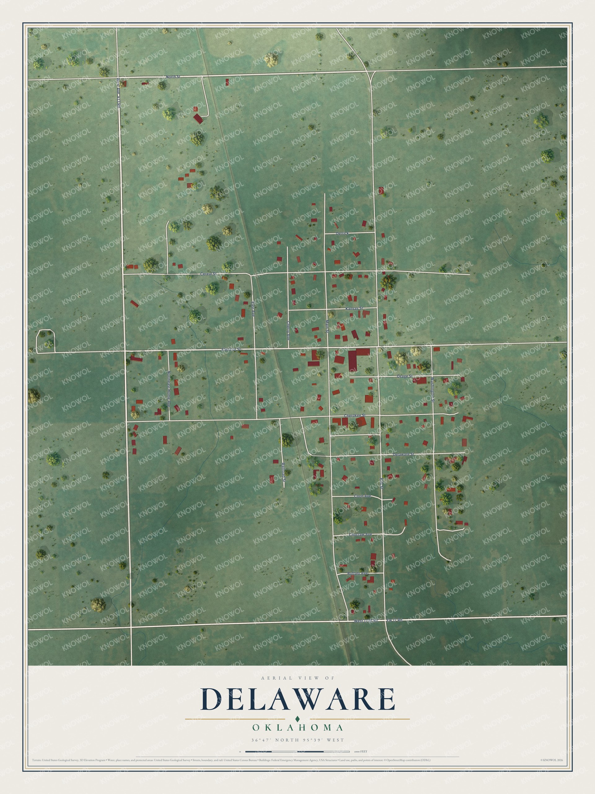 Watermarked full-map preview of Delaware, Oklahoma