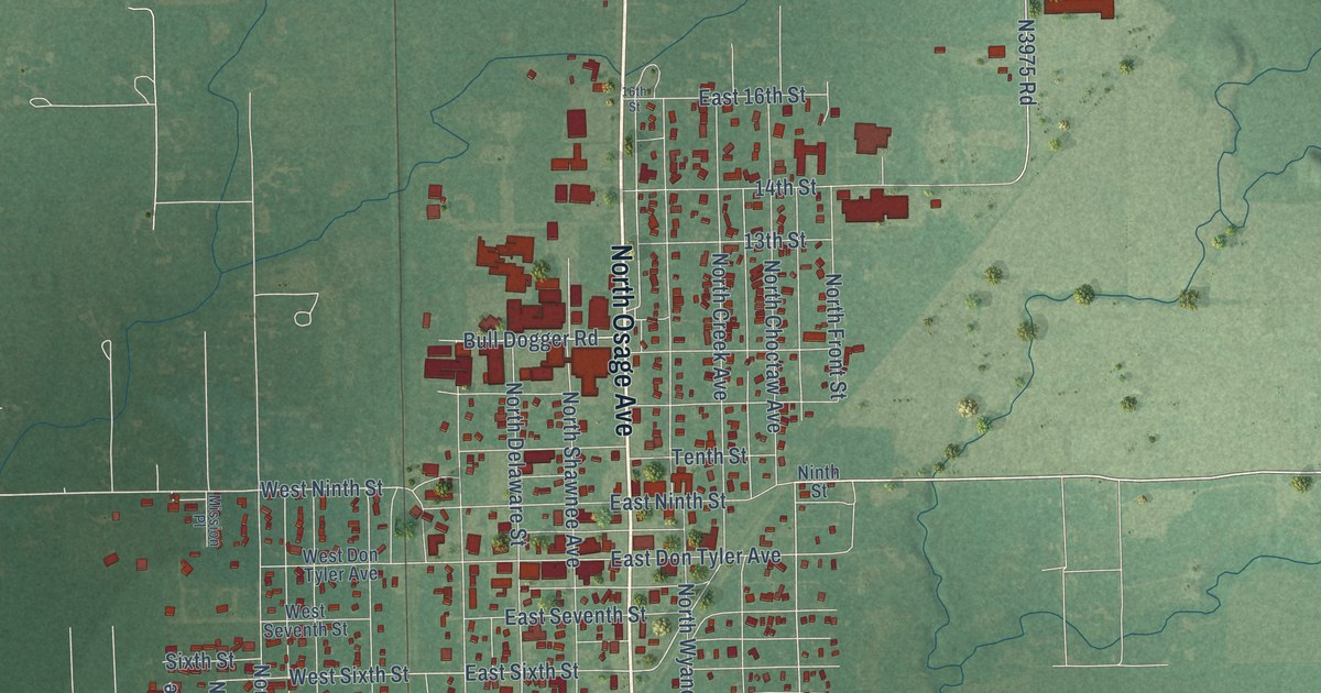 Map of Dewey, Oklahoma in 2026