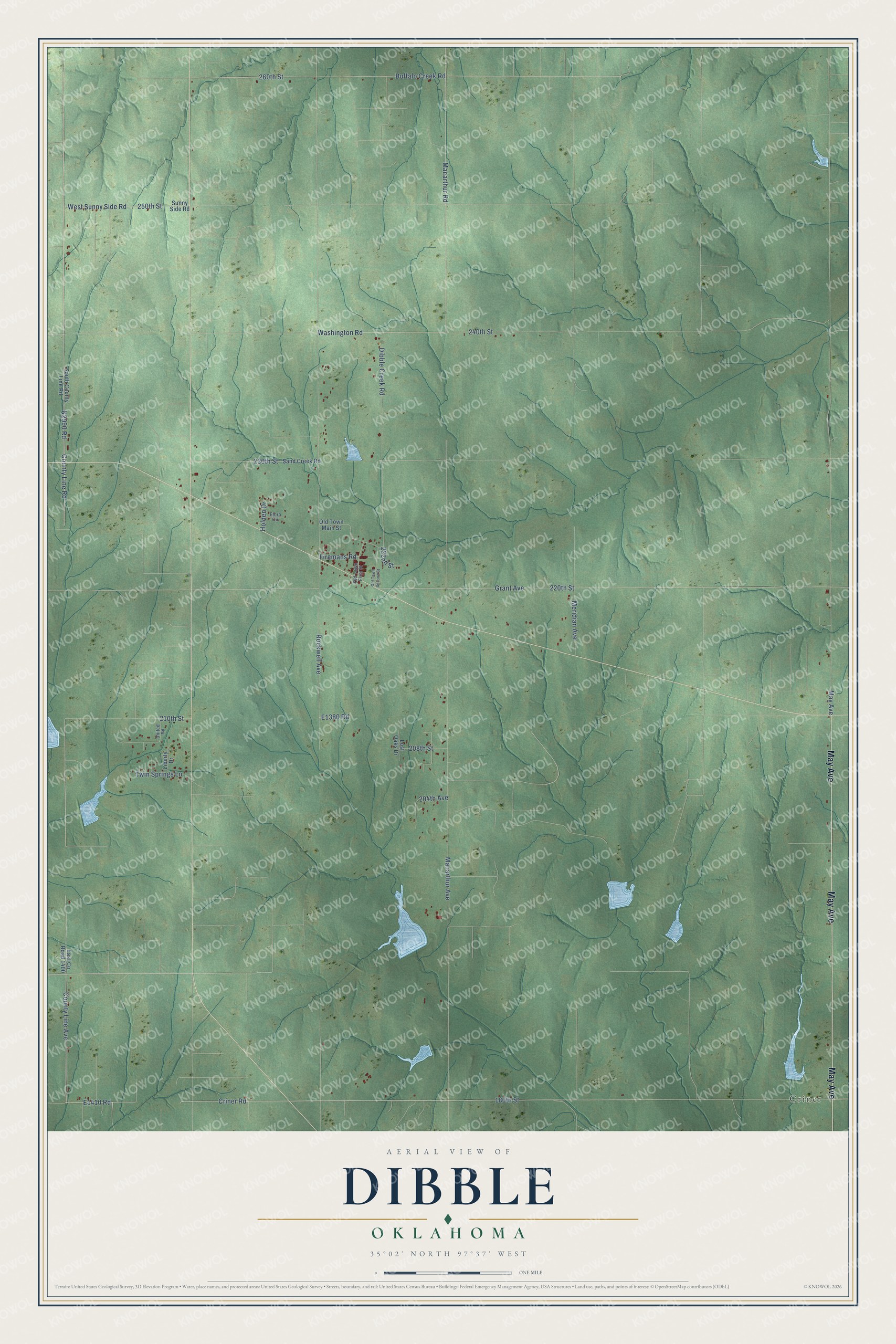 Watermarked full-map preview of Dibble, Oklahoma