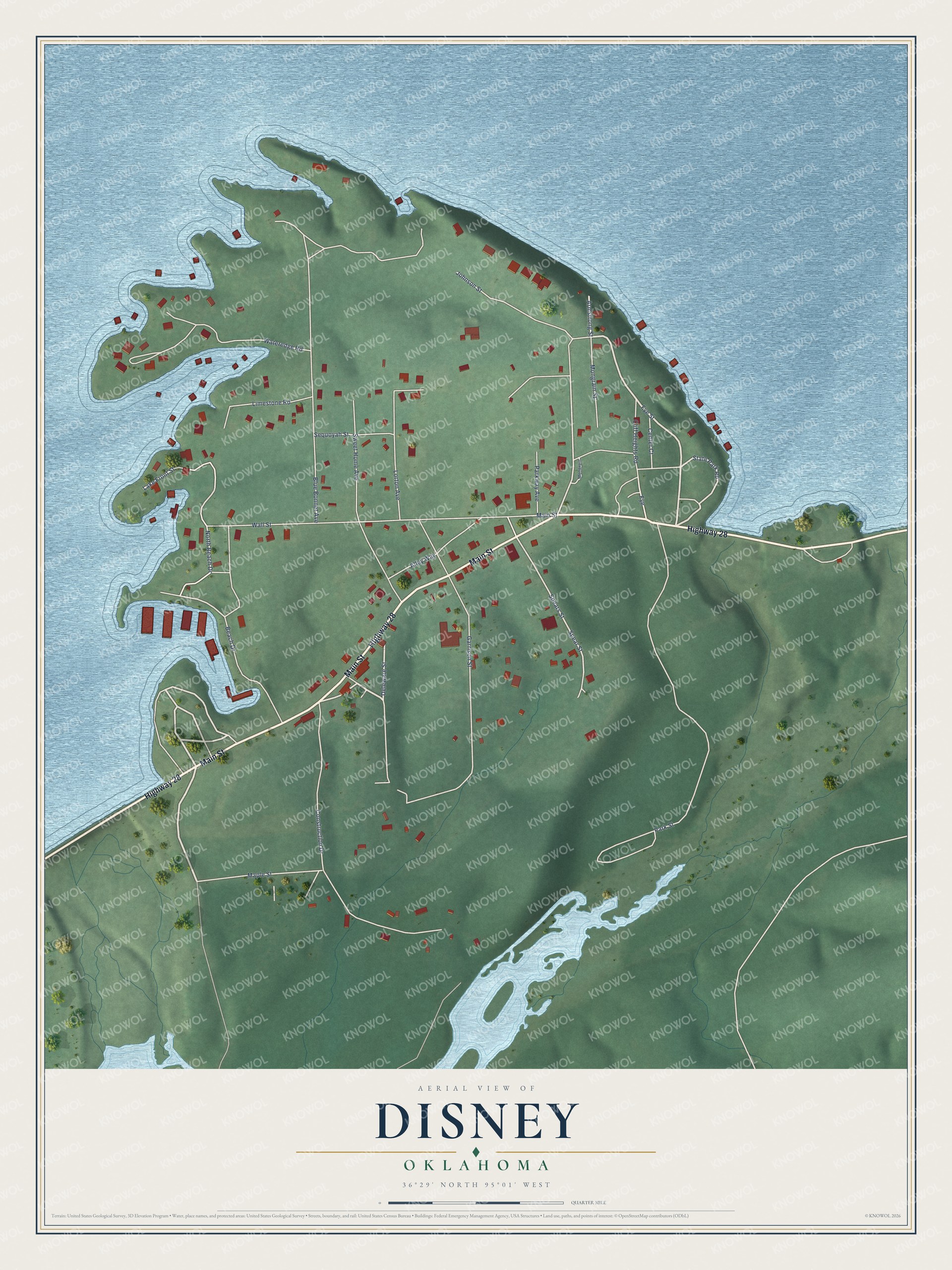 Watermarked full-map preview of Disney, Oklahoma