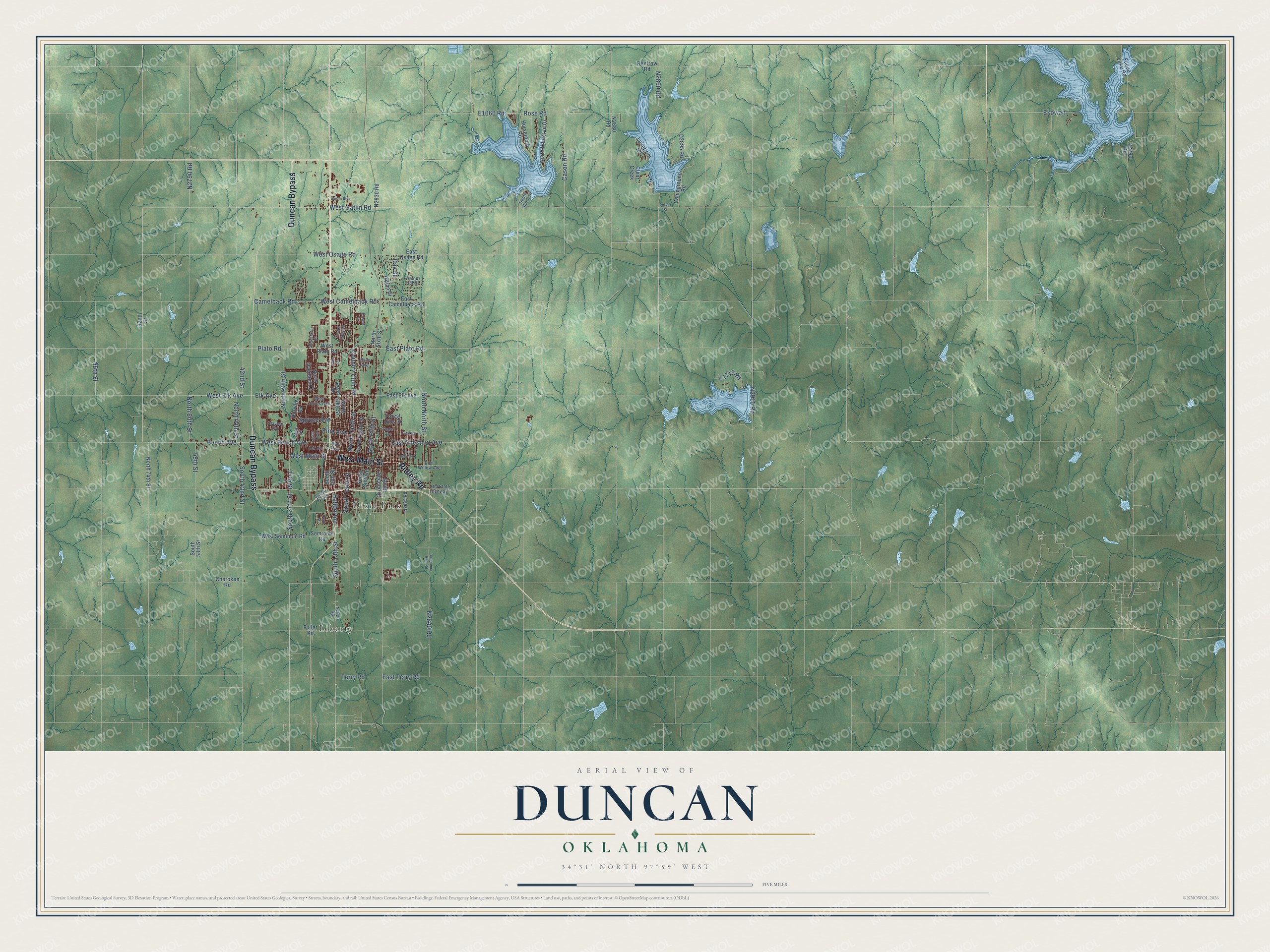 Watermarked full-map preview of Duncan, Oklahoma