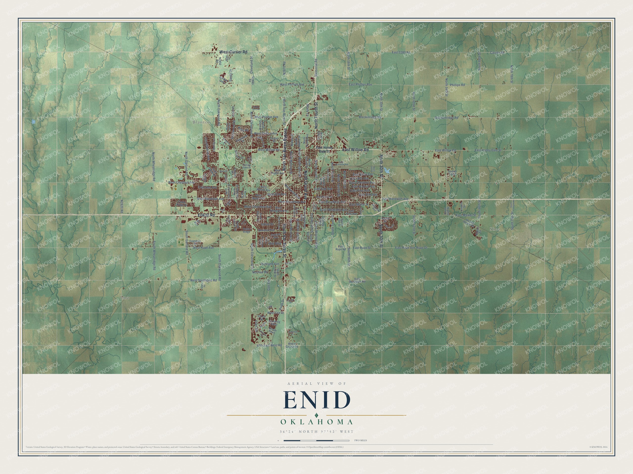 Watermarked full-map preview of Enid, Oklahoma