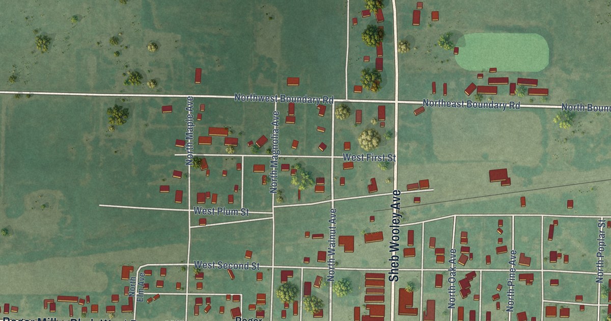 Map of Erick, Oklahoma in 2026