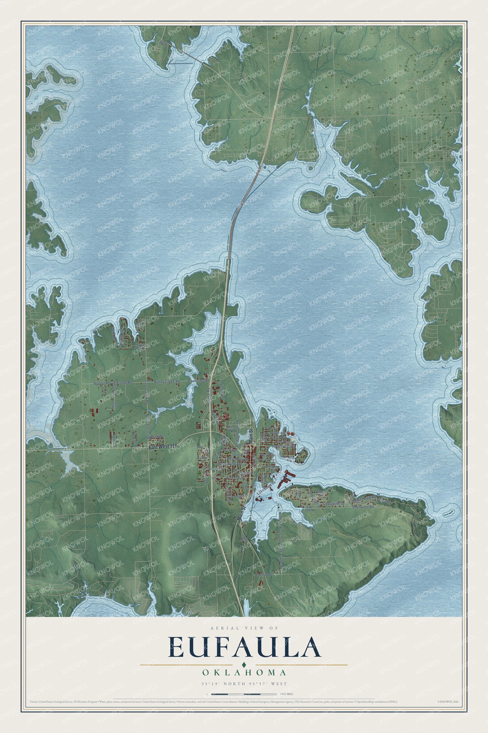 Watermarked full-map preview of Eufaula, Oklahoma