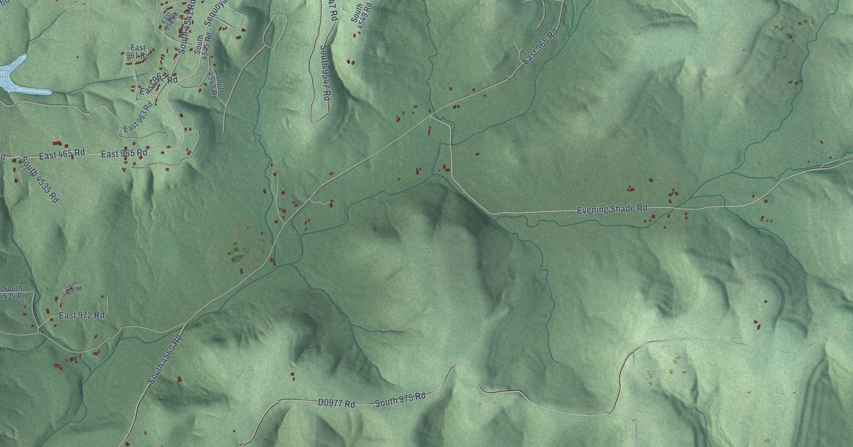 Map of Evening Shade, Oklahoma in 2026