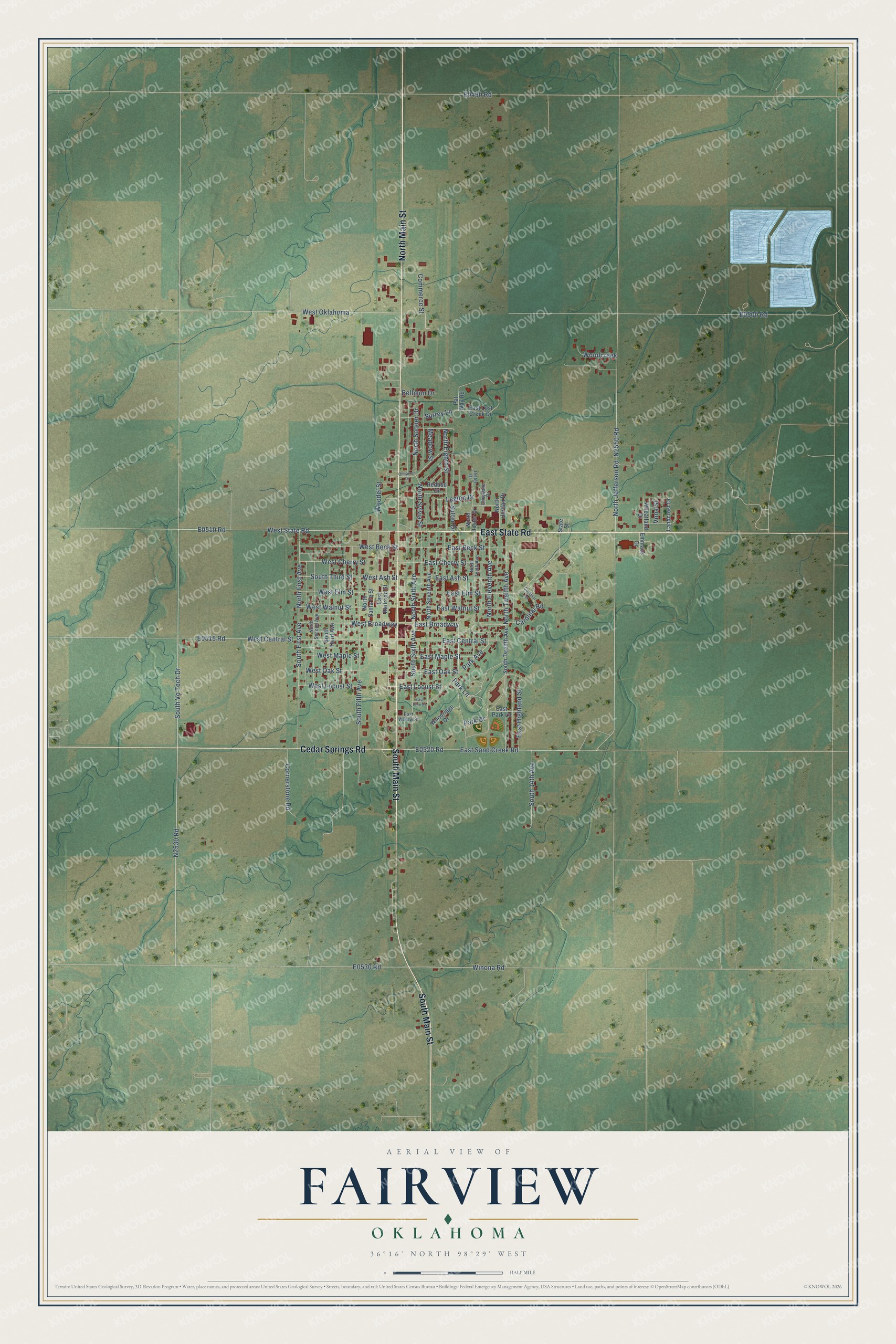 Watermarked full-map preview of Fairview, Oklahoma