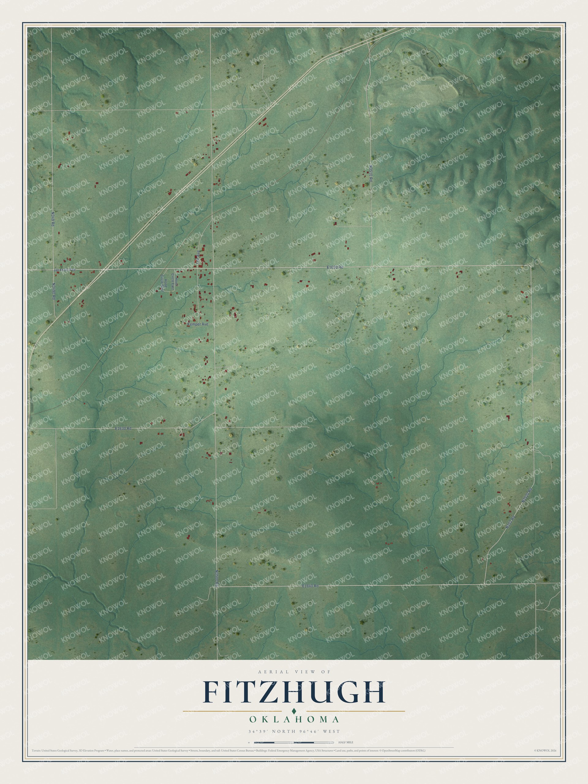 Watermarked full-map preview of Fitzhugh, Oklahoma