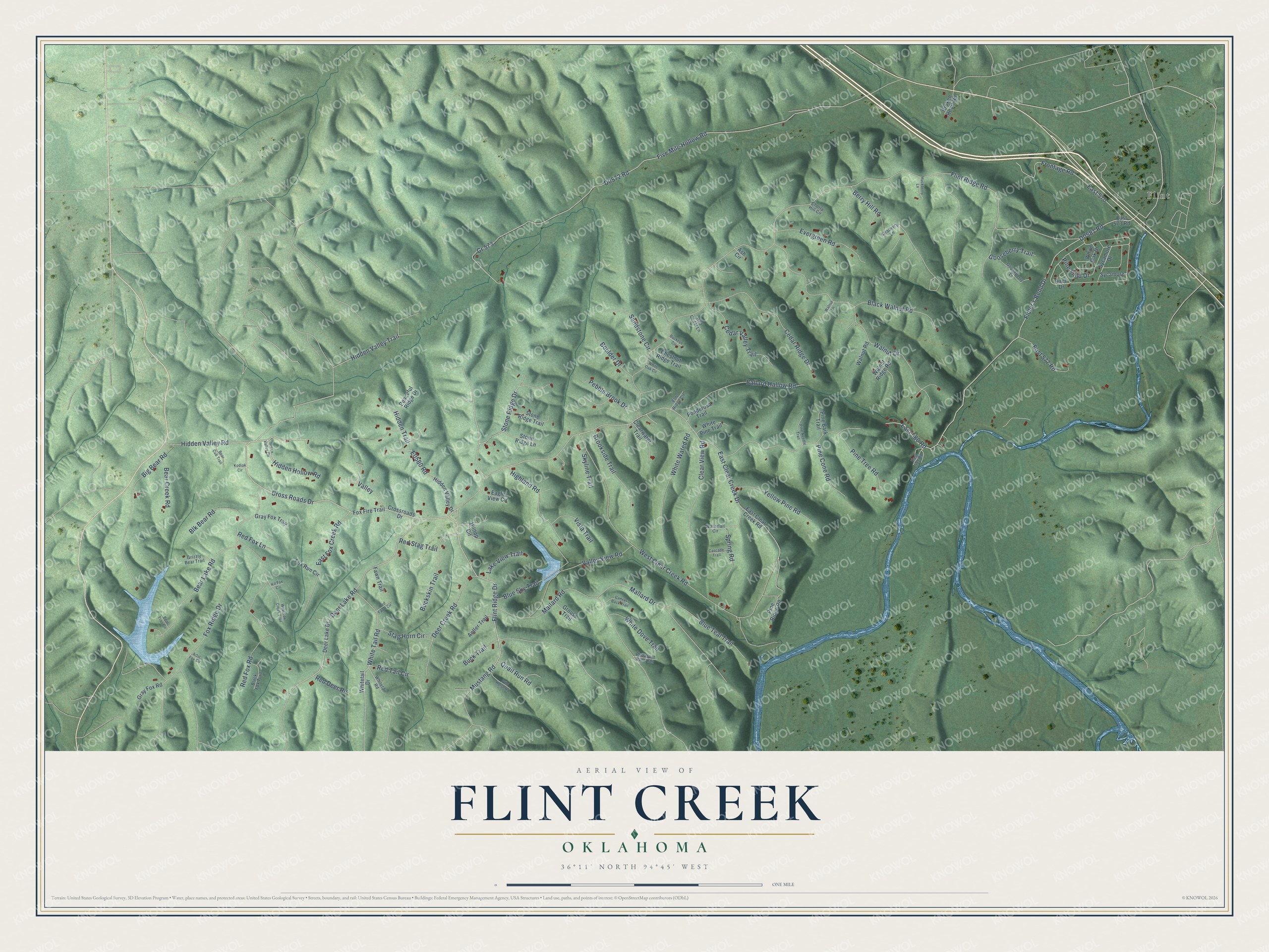 Watermarked full-map preview of Flint Creek, Oklahoma