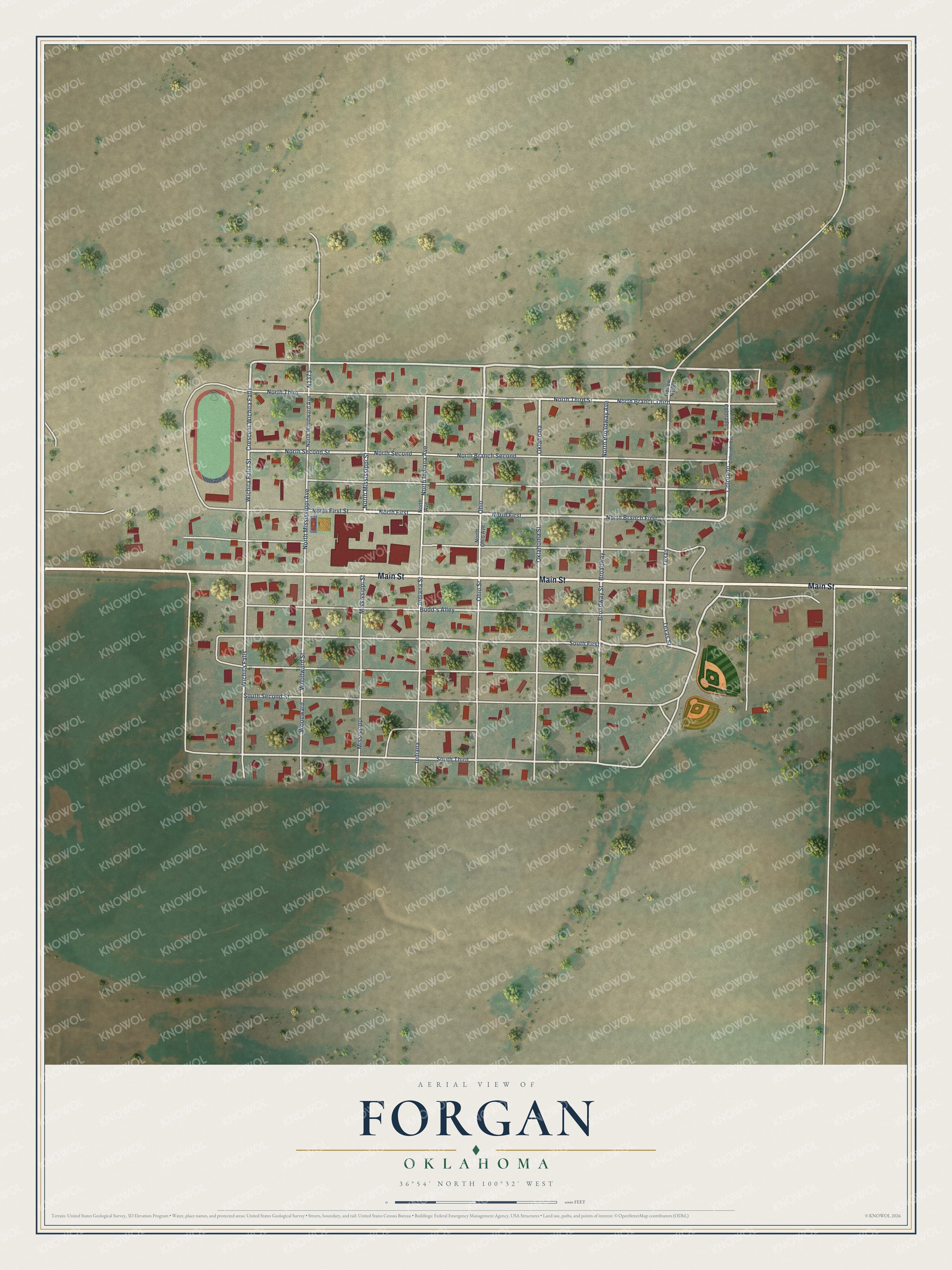 Watermarked full-map preview of Forgan, Oklahoma
