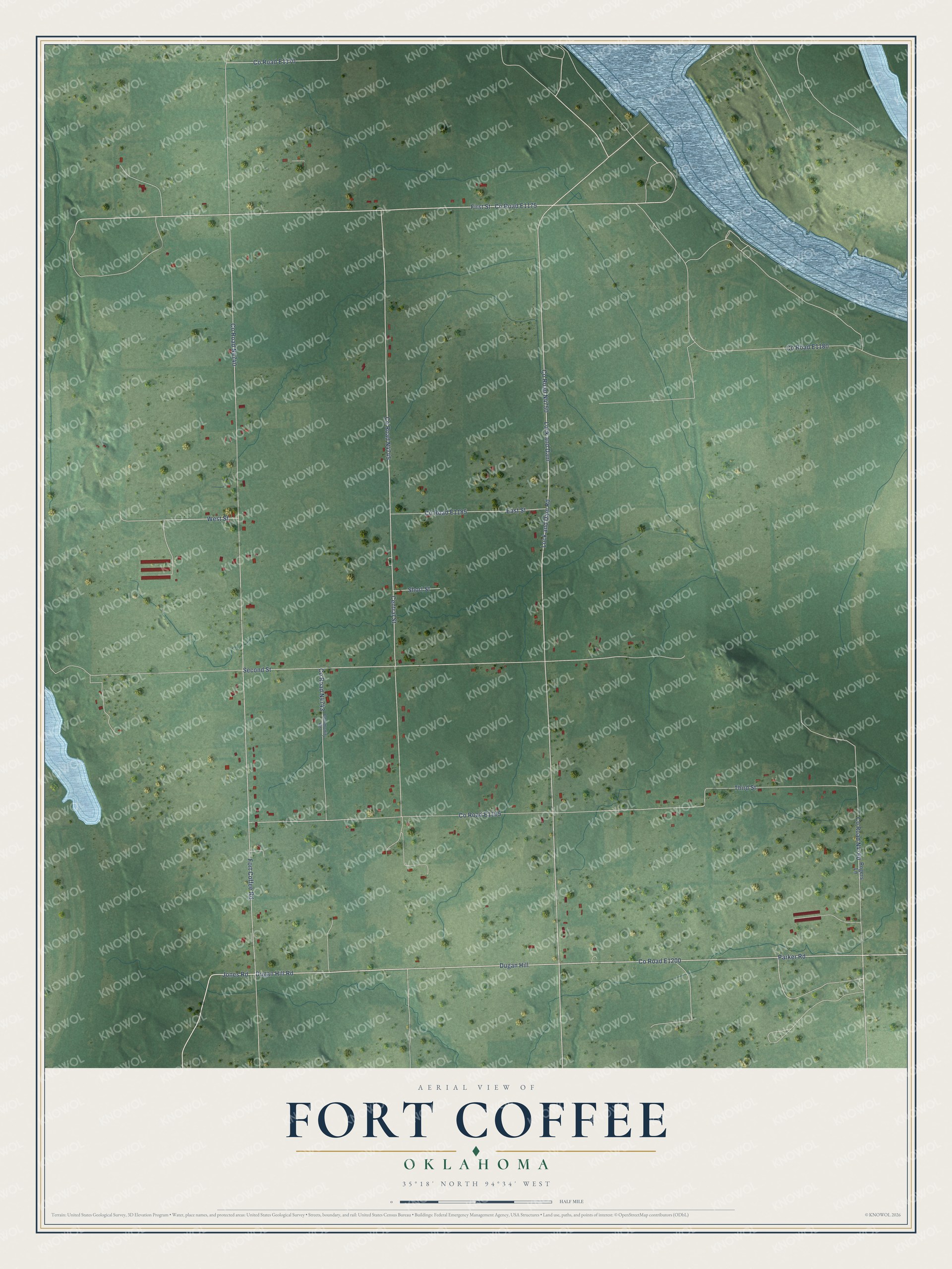 Watermarked full-map preview of Fort Coffee, Oklahoma
