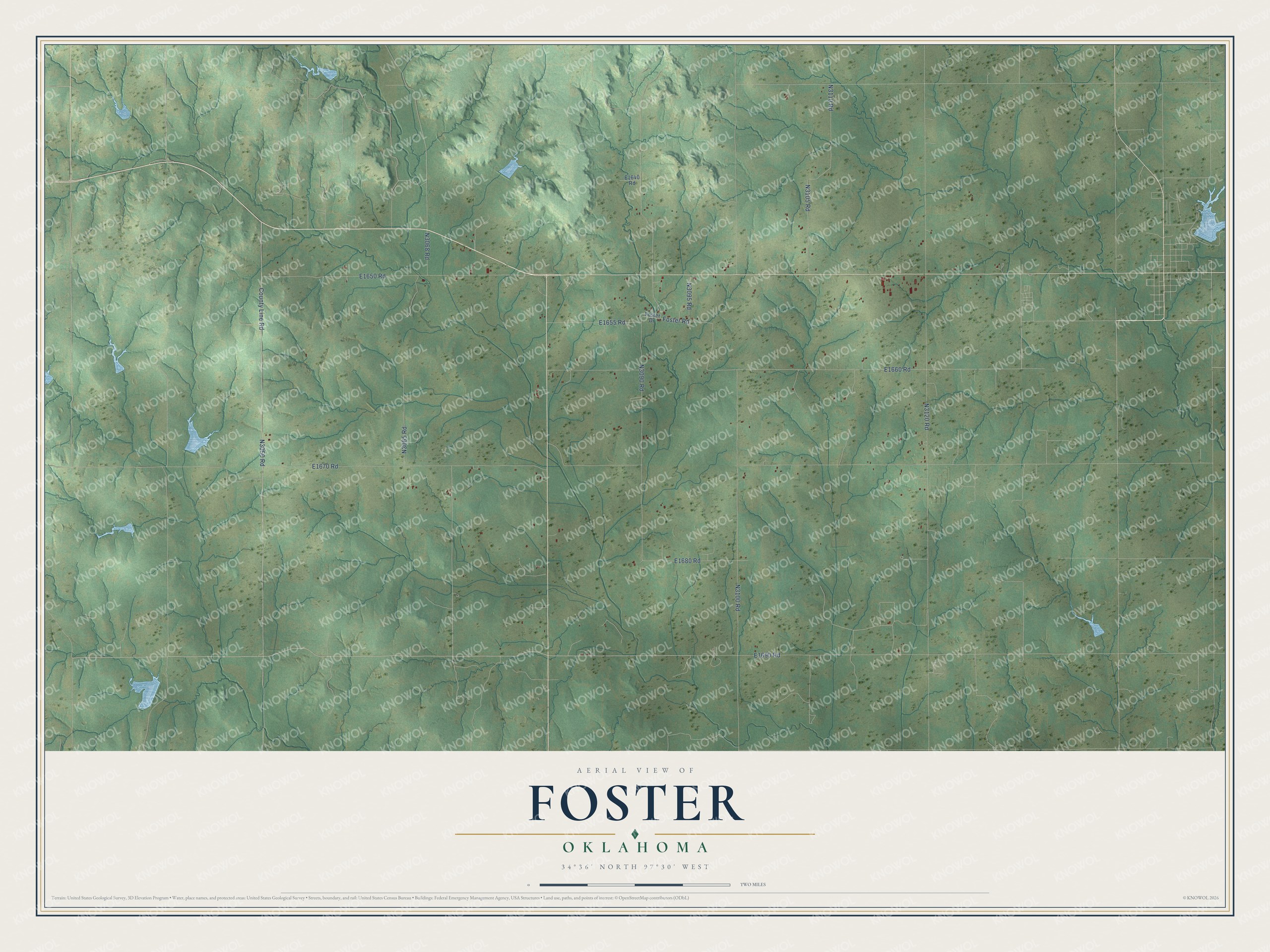 Watermarked full-map preview of Foster, Oklahoma