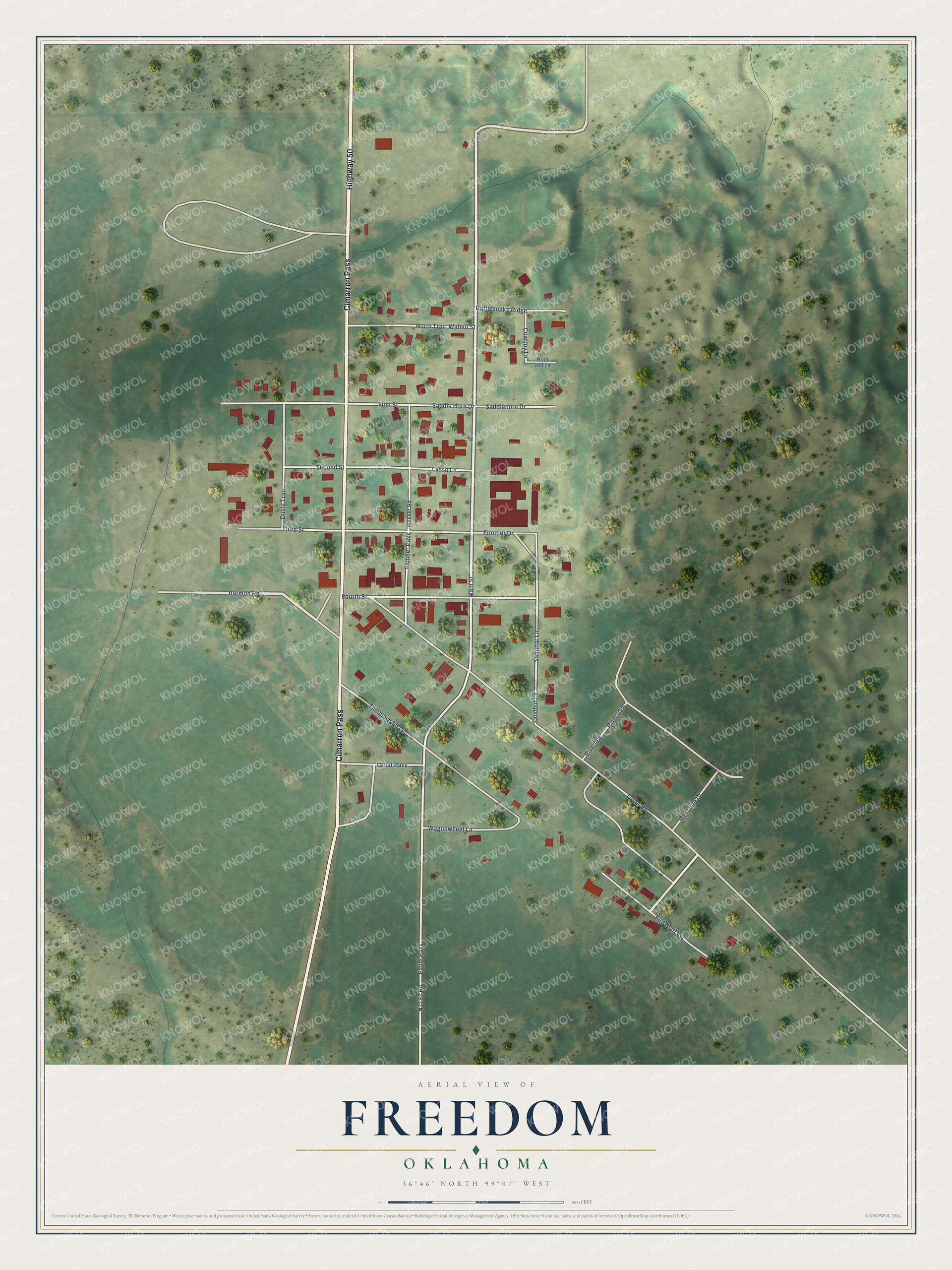Watermarked full-map preview of Freedom, Oklahoma