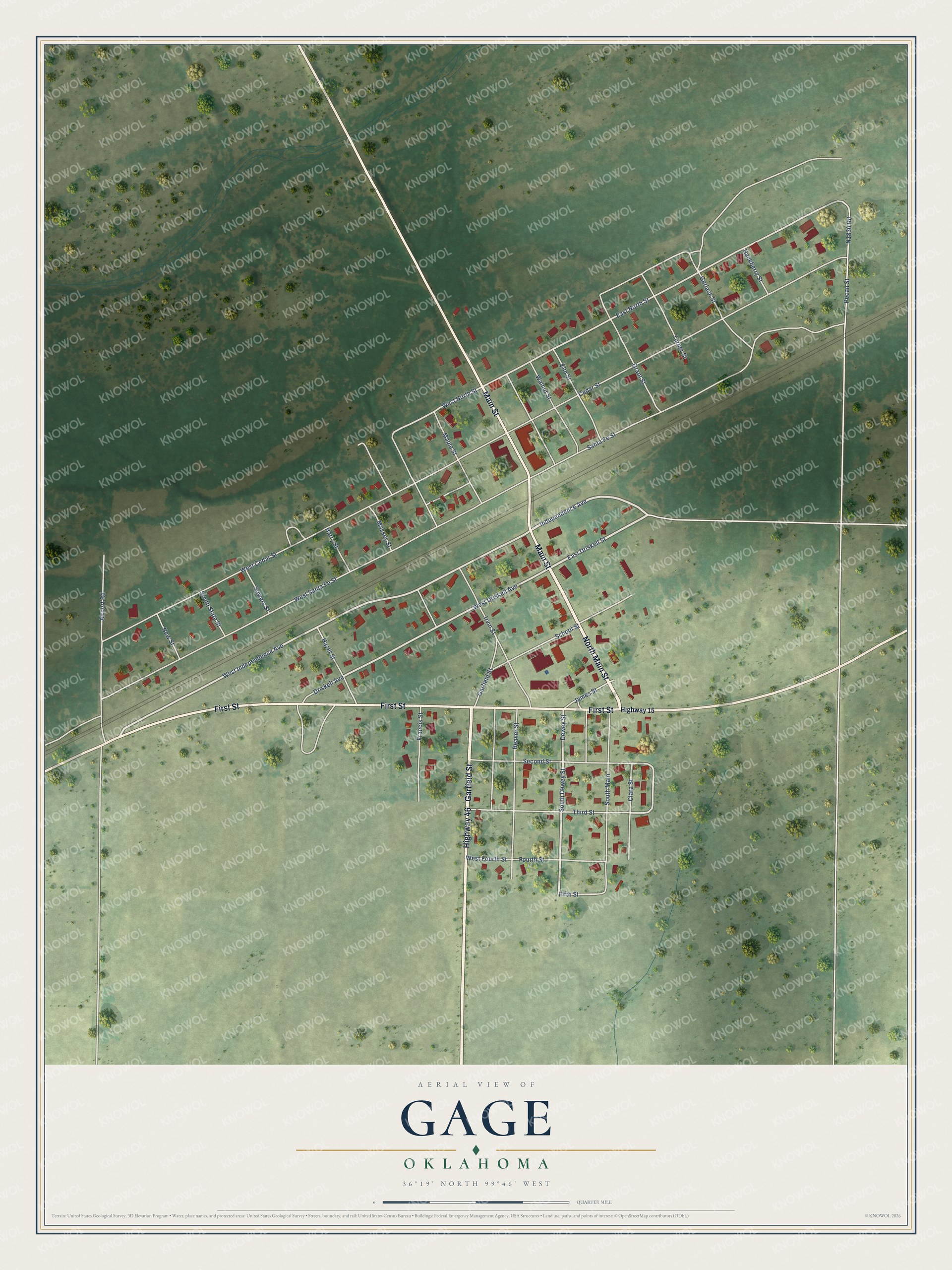 Watermarked full-map preview of Gage, Oklahoma