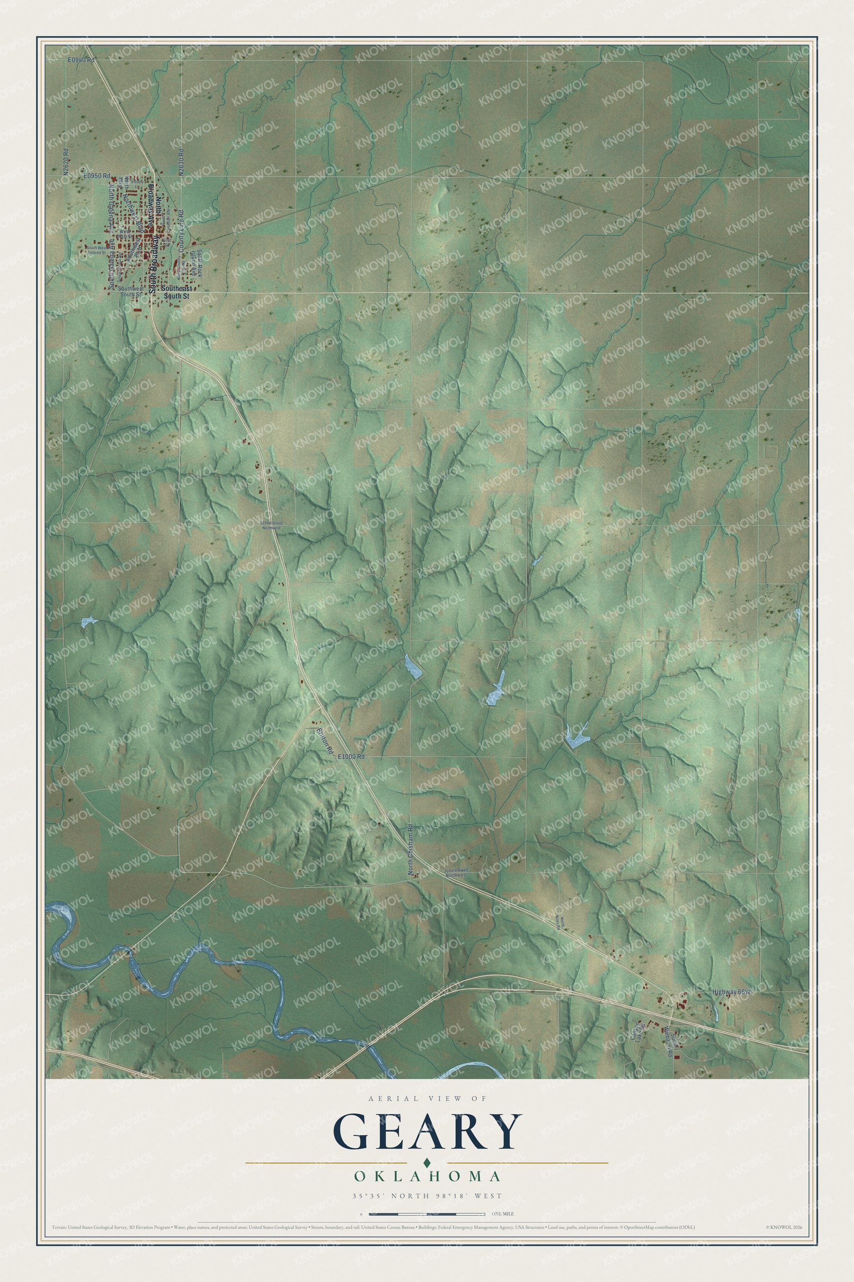 Watermarked full-map preview of Geary, Oklahoma